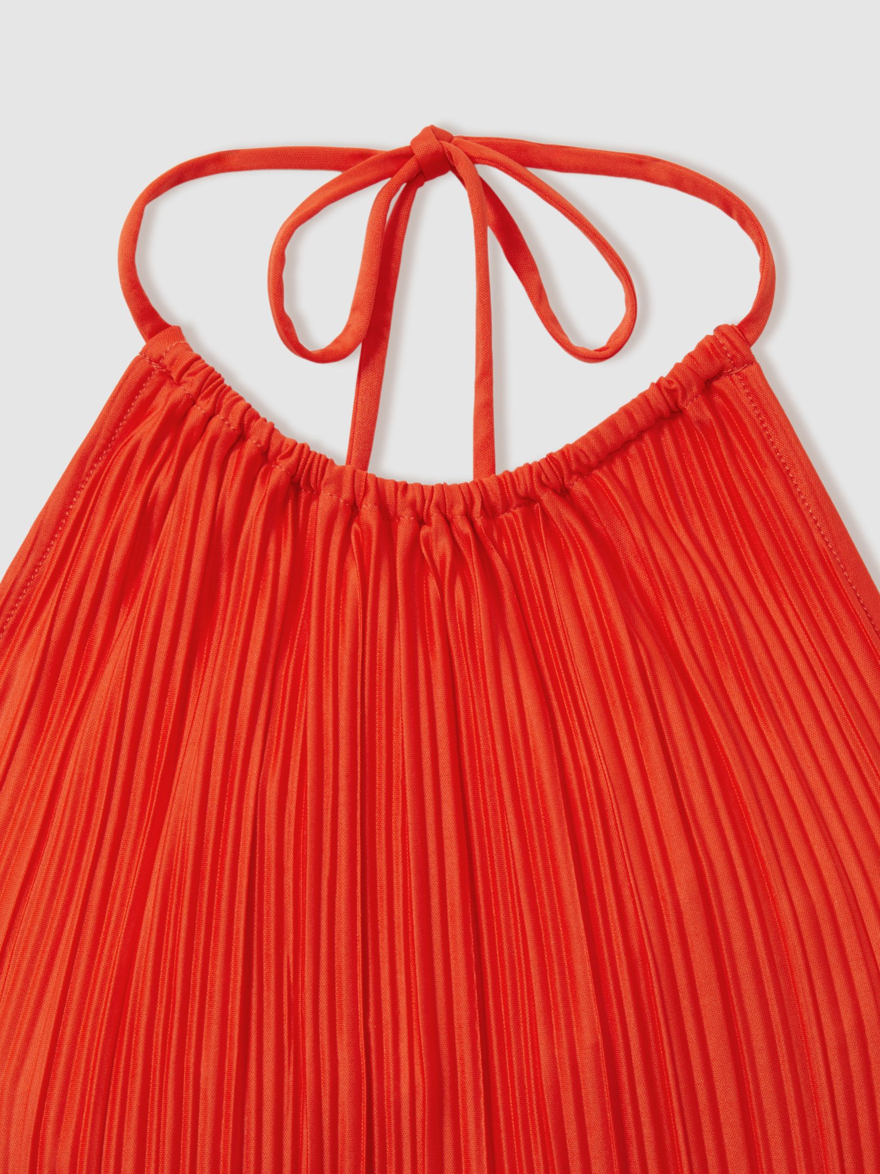 Good American Plisse Halter-Neck Beach Cover-Up Top in Red