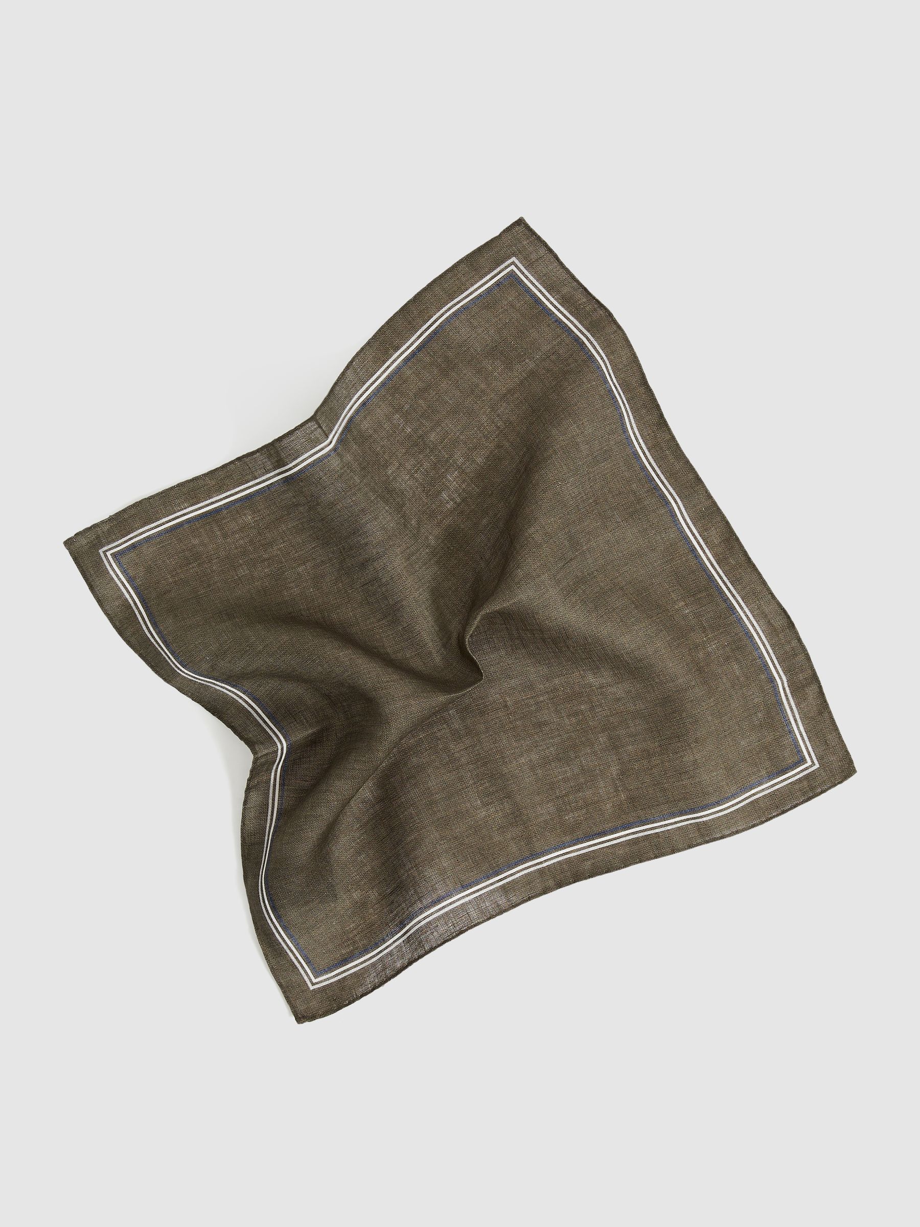 Linen Pocket Square in Olive