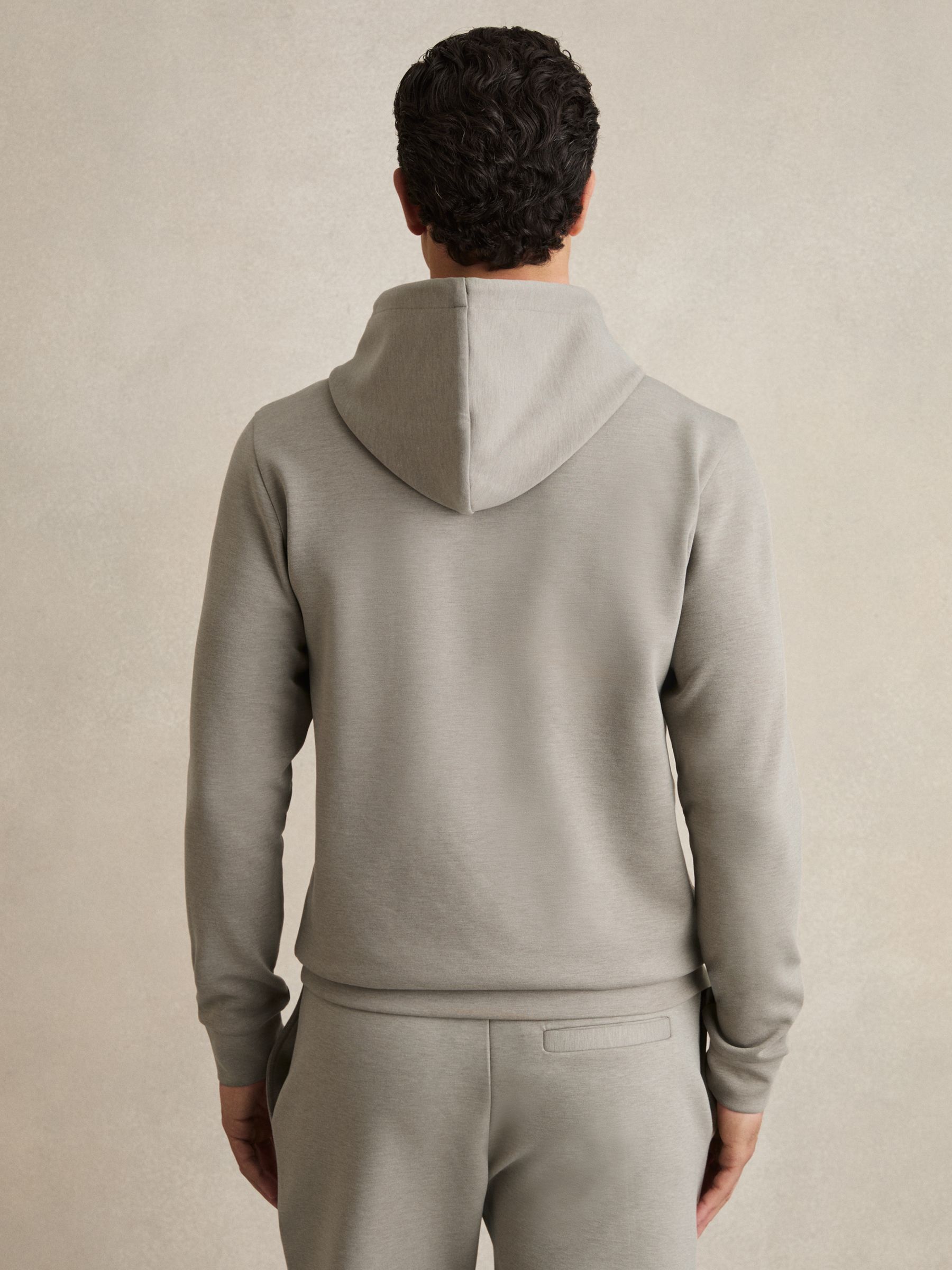 Interlock Jersey Drawstring Hoodie in Taupe