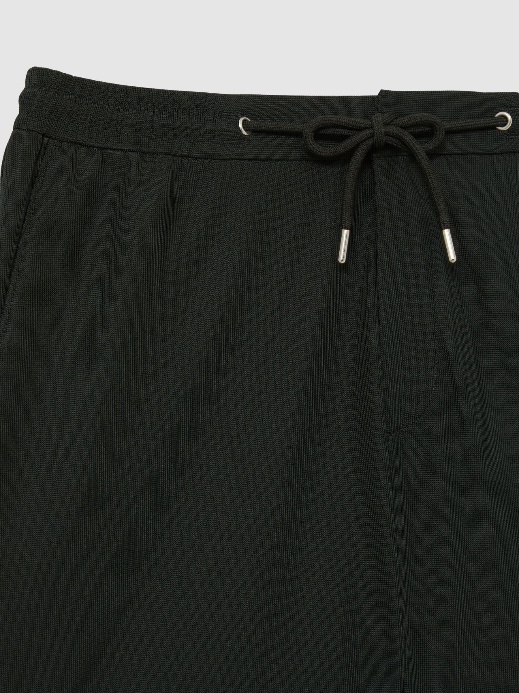Textured Drawstring Shorts in Dark Green