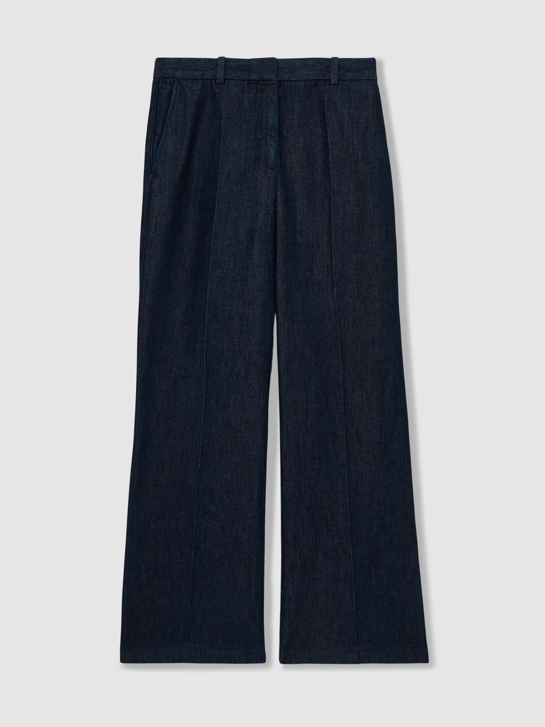 Denim-Look Wide-Leg Trousers in Dark Blue