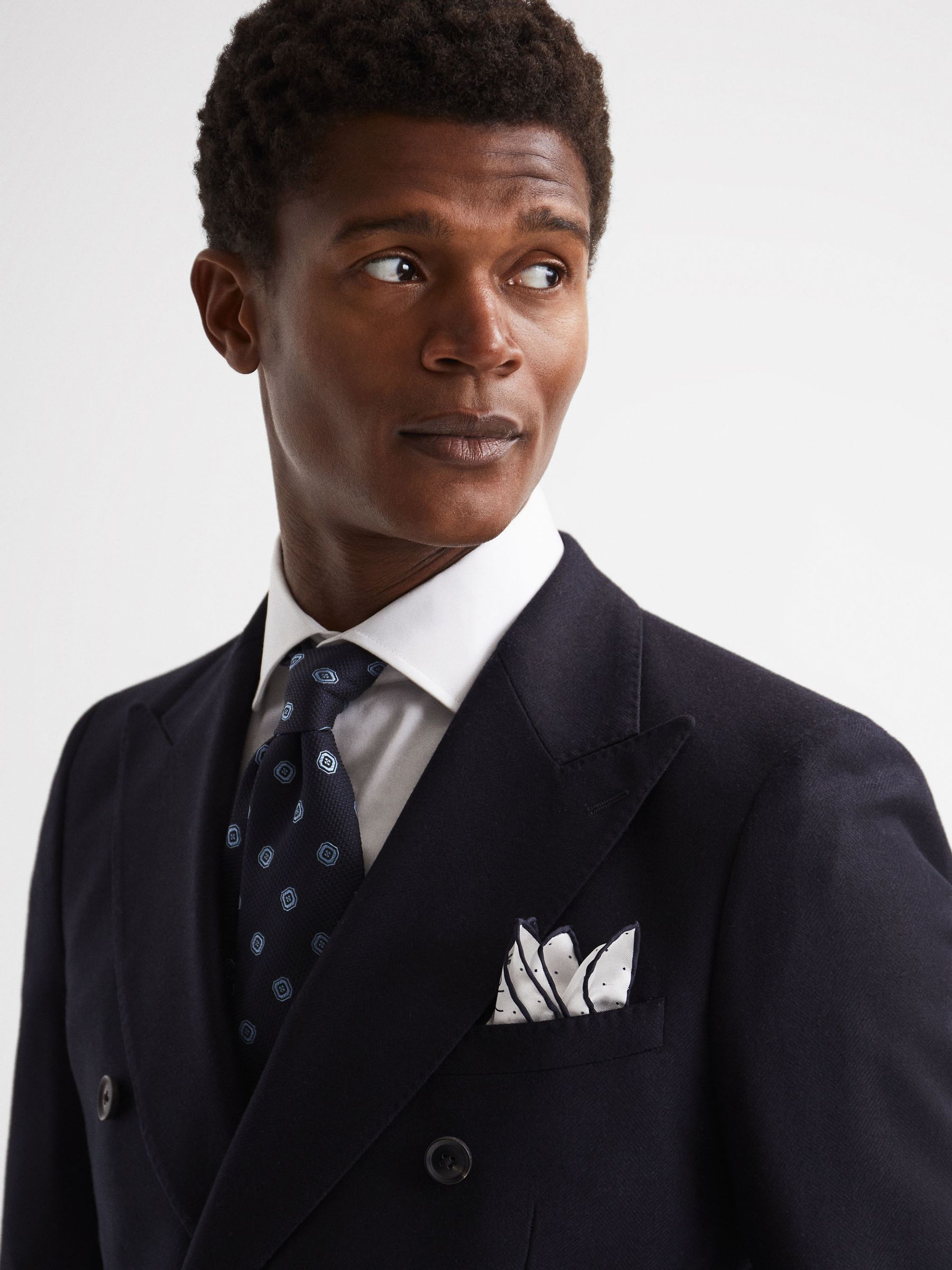 Polka Dot Silk Pocket Square in White