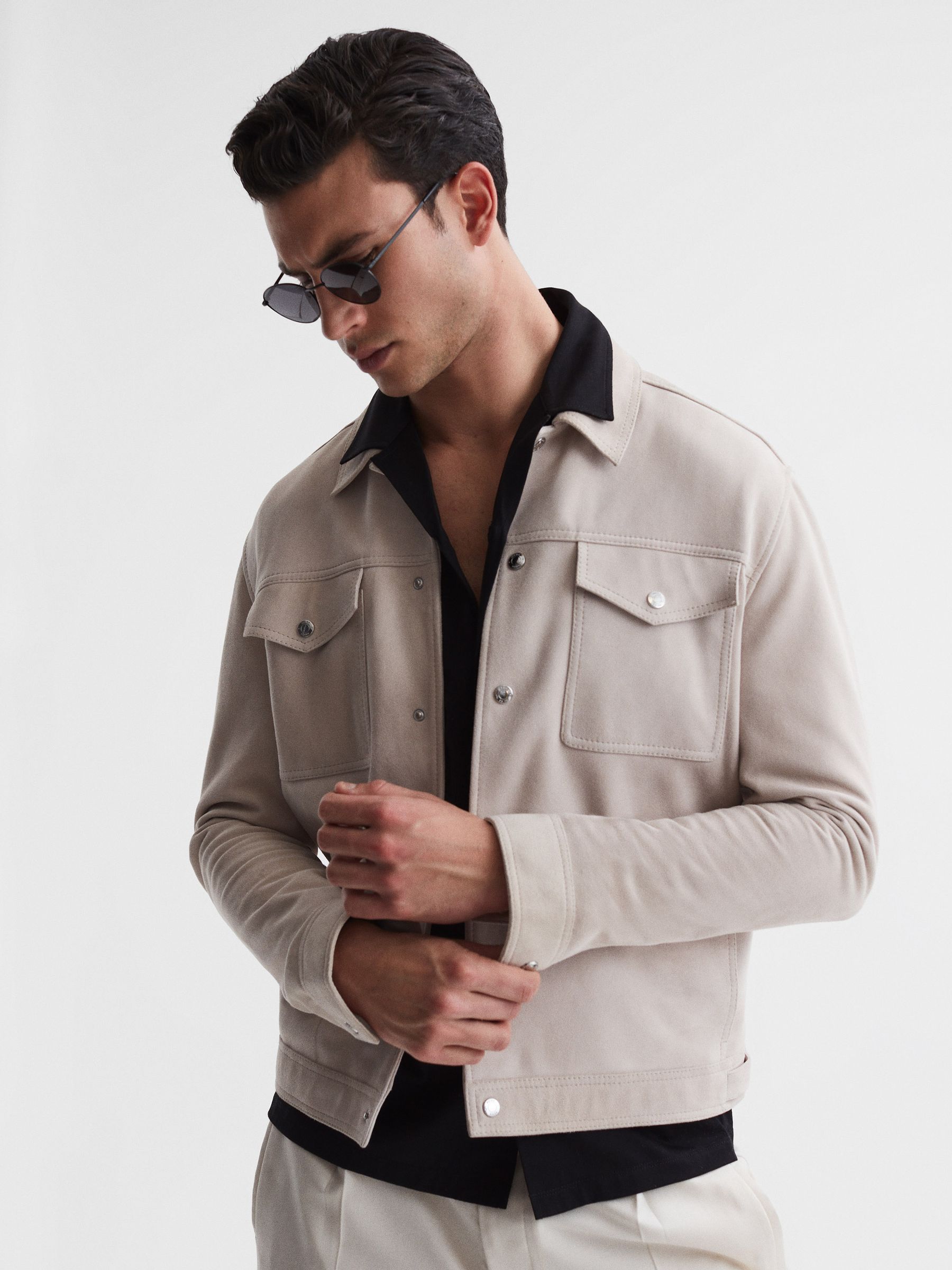 Mercerised Jersey Cuban Collar Shirt in Black