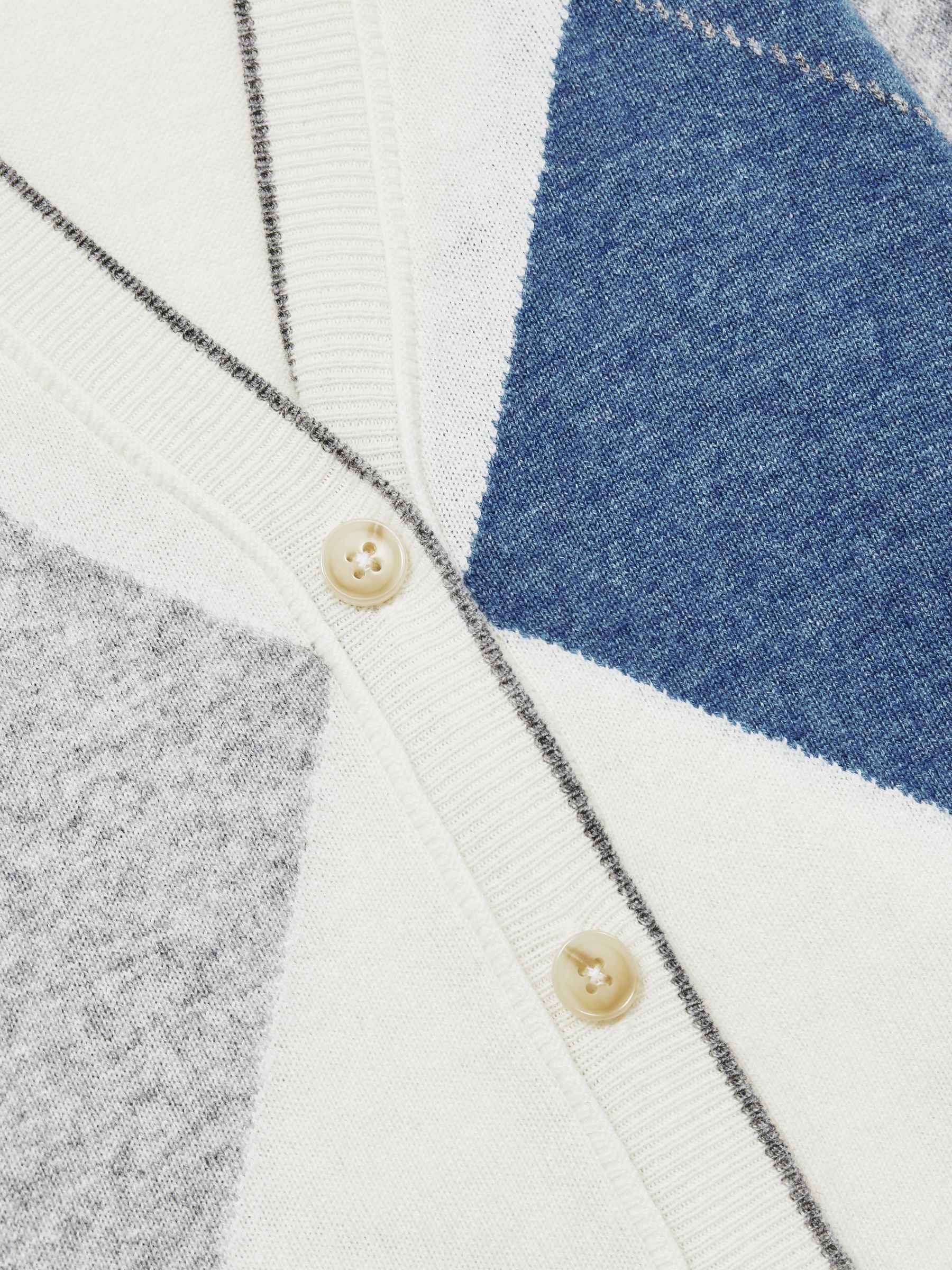 9-13 yrs Argyle Cardigan With Wool And Cashmere in Blue