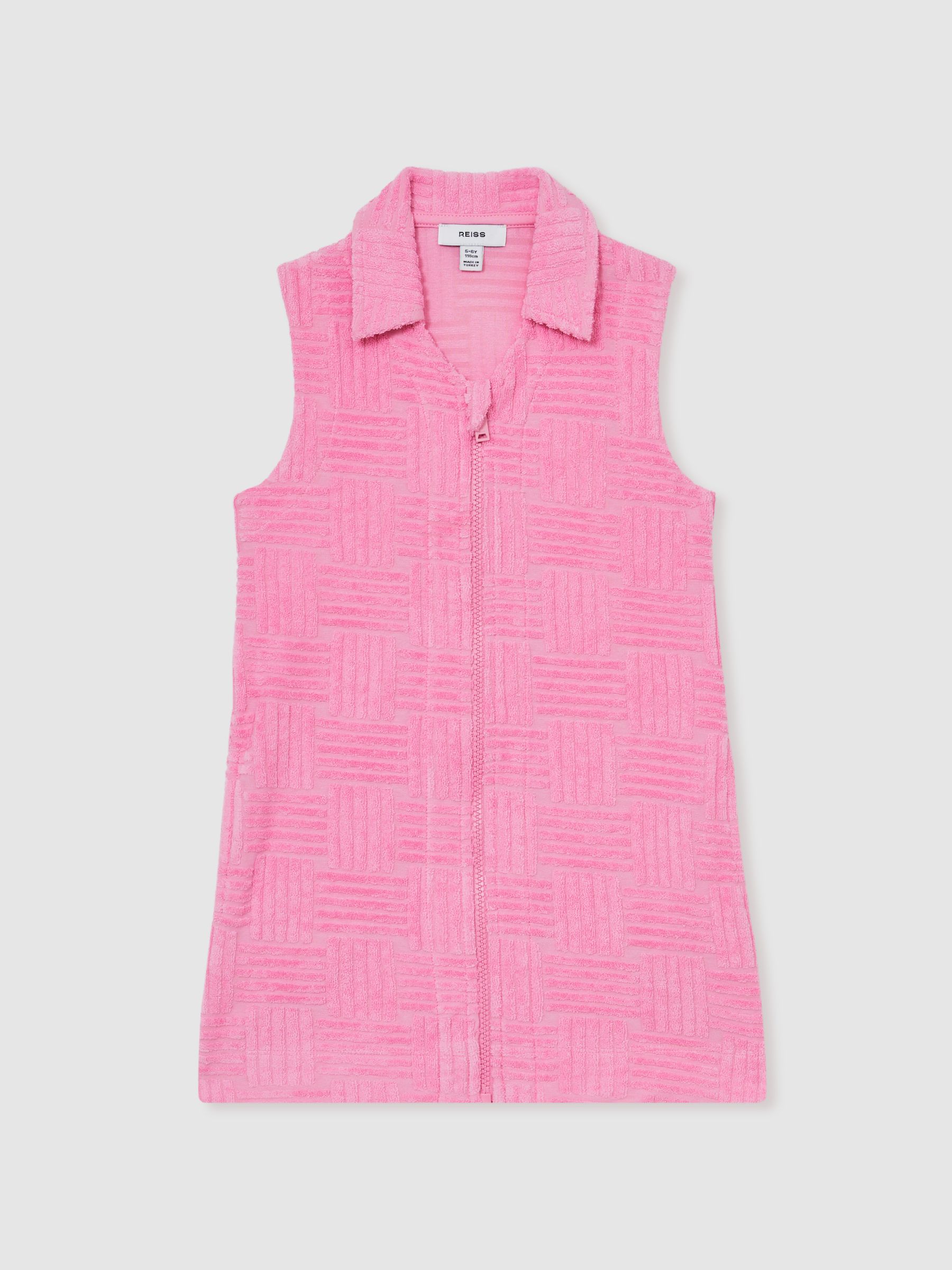 9-13 yrs Textured Towelling Zip-Through Dress in Pink