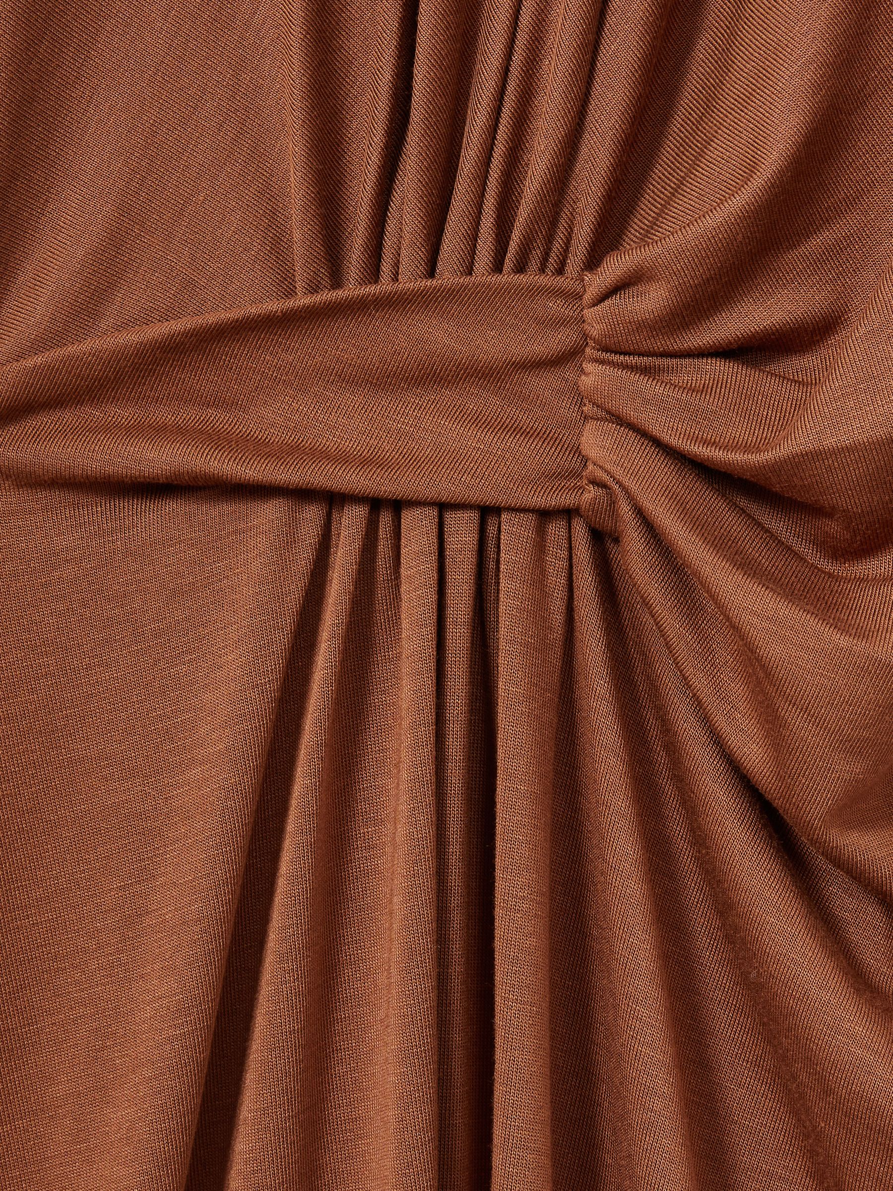 Draped Jersey Midi Dress in Camel