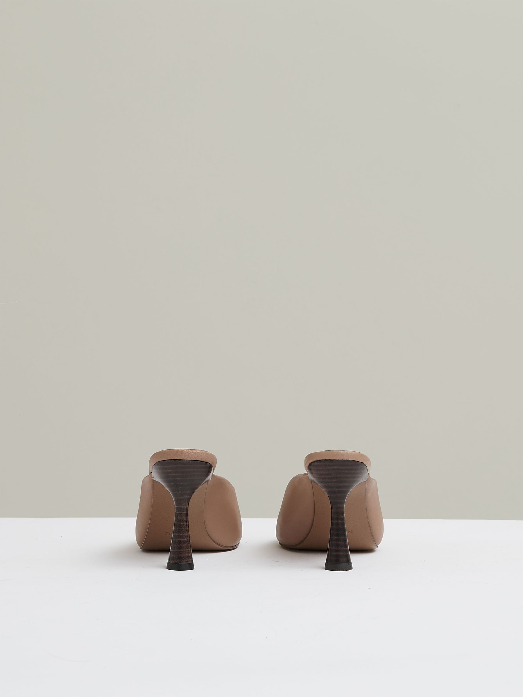 Leather Heeled Mules in Blush