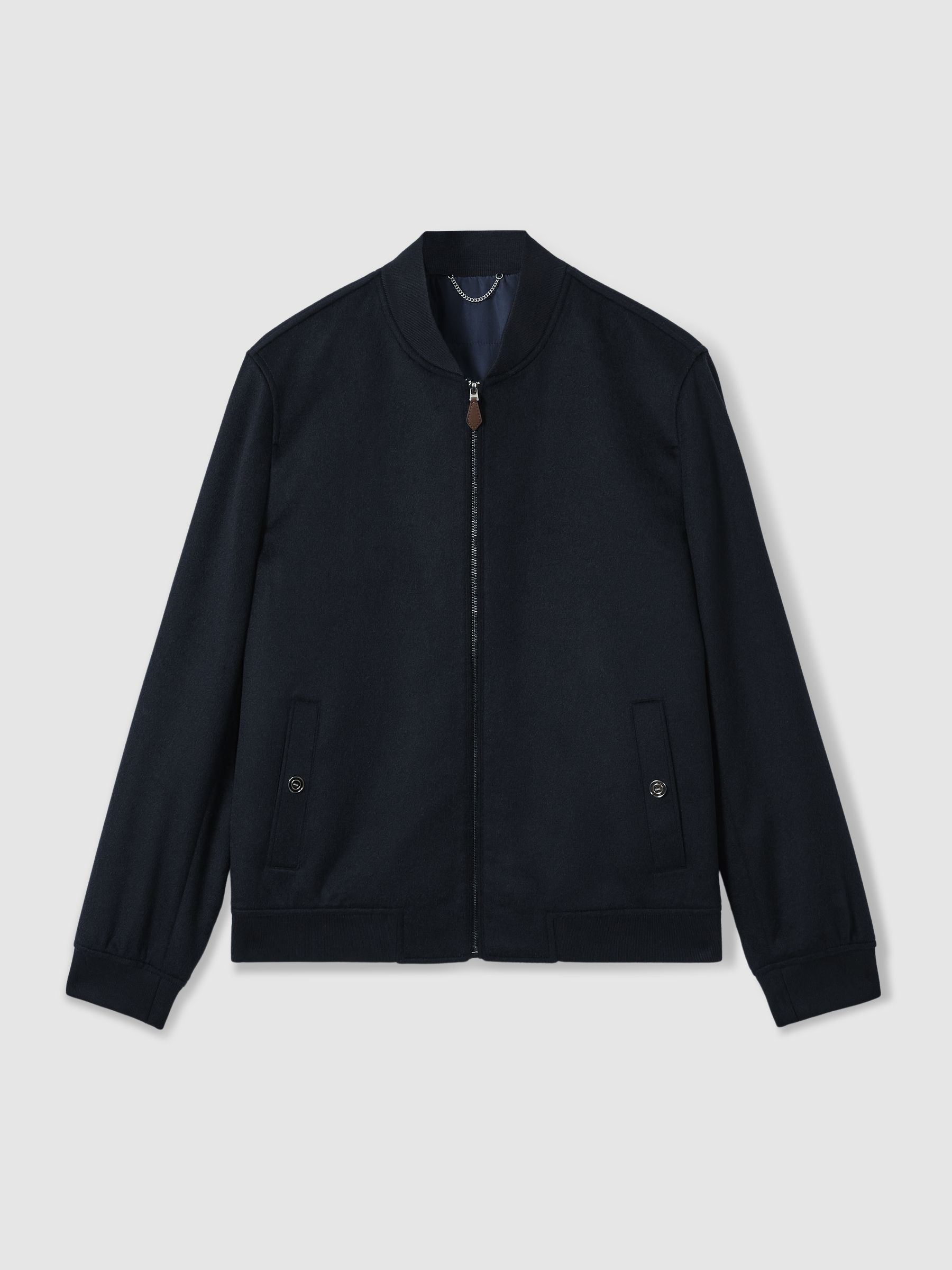 100% Cashmere Bomber Jacket in Navy