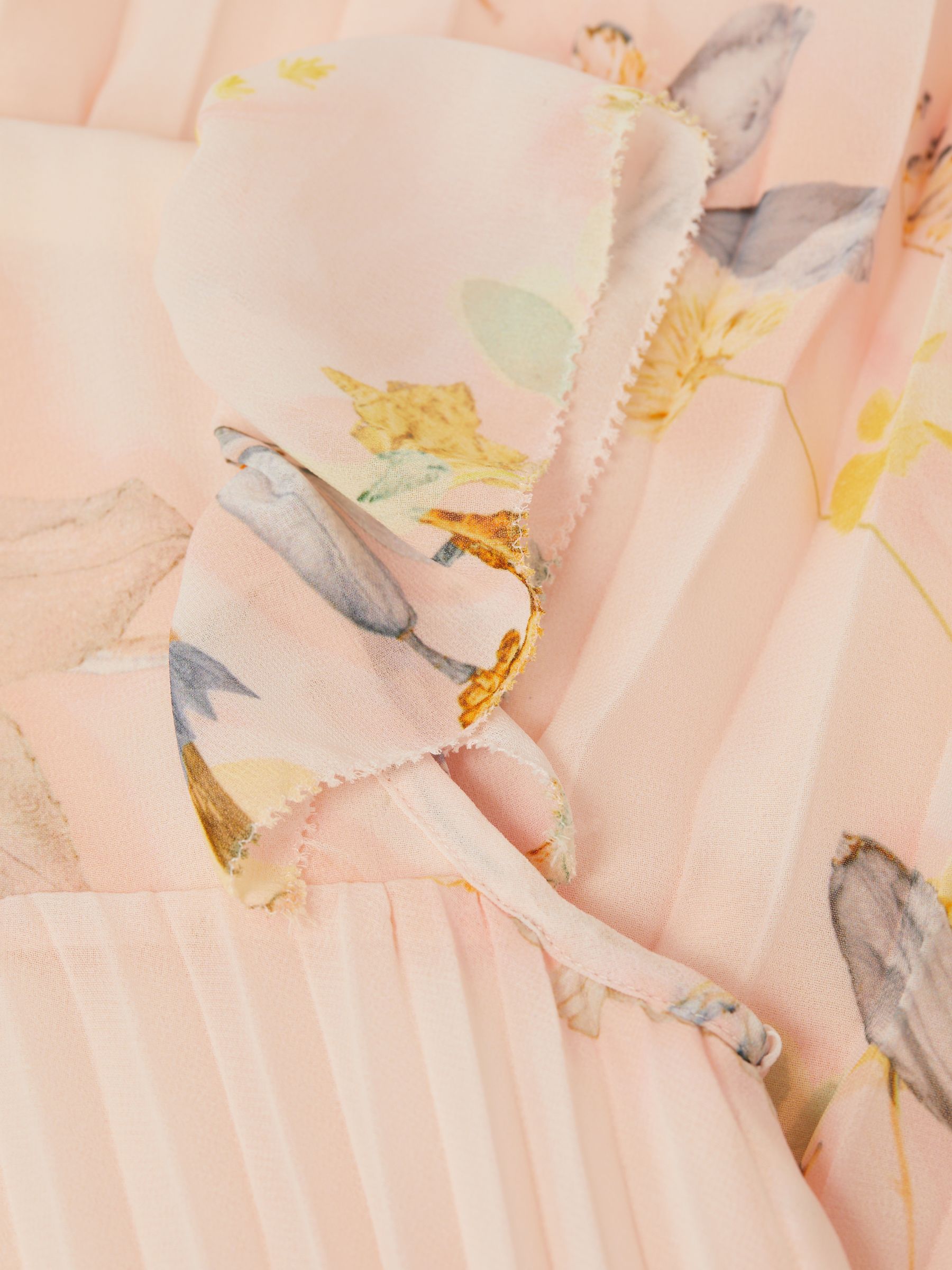 9-14 yrs Floral Pleated Cap Sleeve Dress in Pink