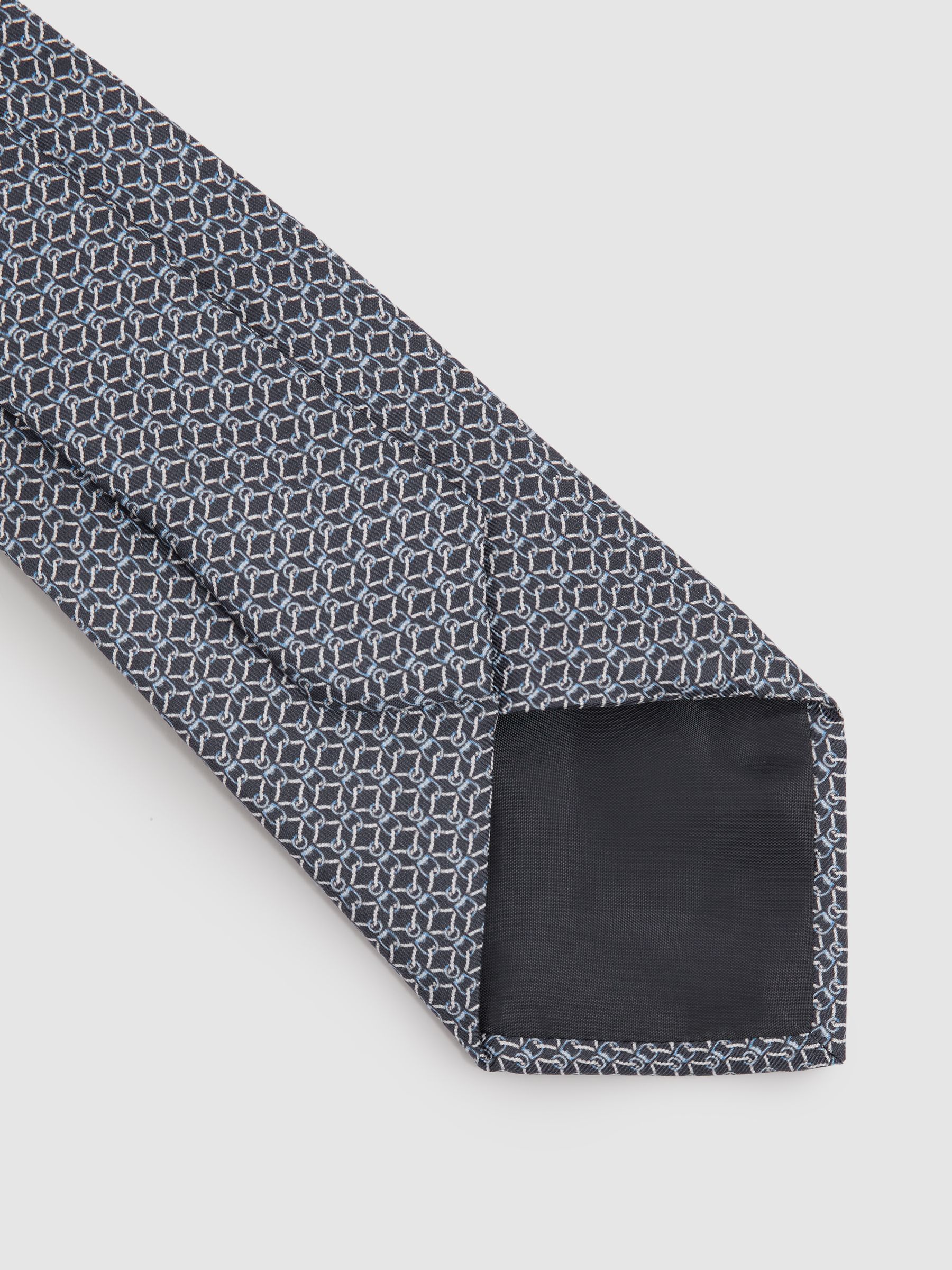 Silk Chain Pattern Tie in Navy