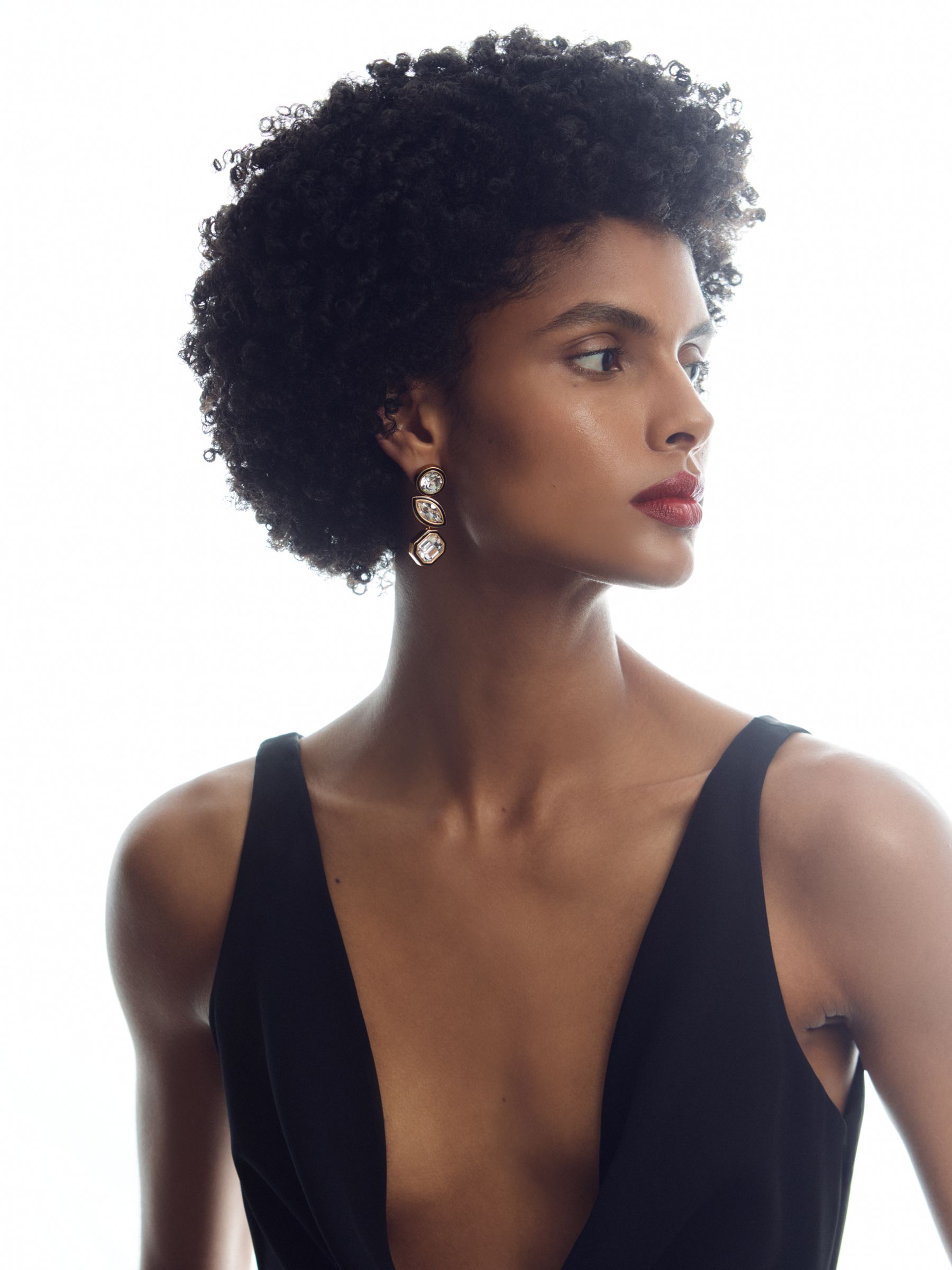 Tone Crystal Drop Earrings in Gold