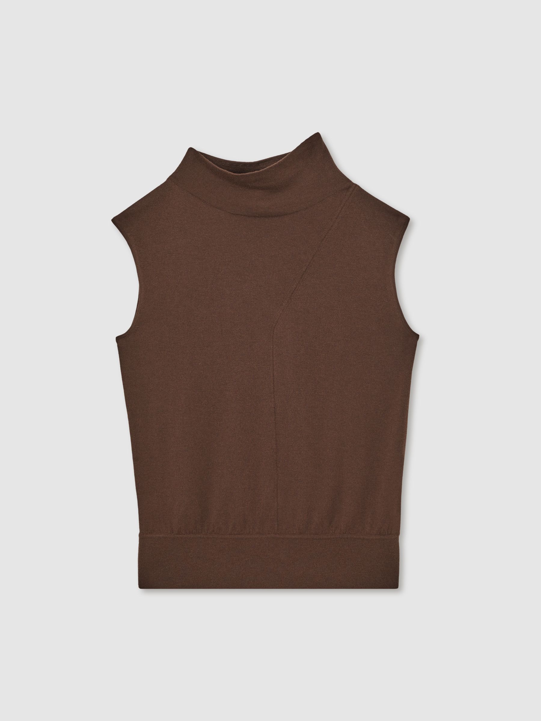 Wool Slouched Sleeveless Top in Chocolate