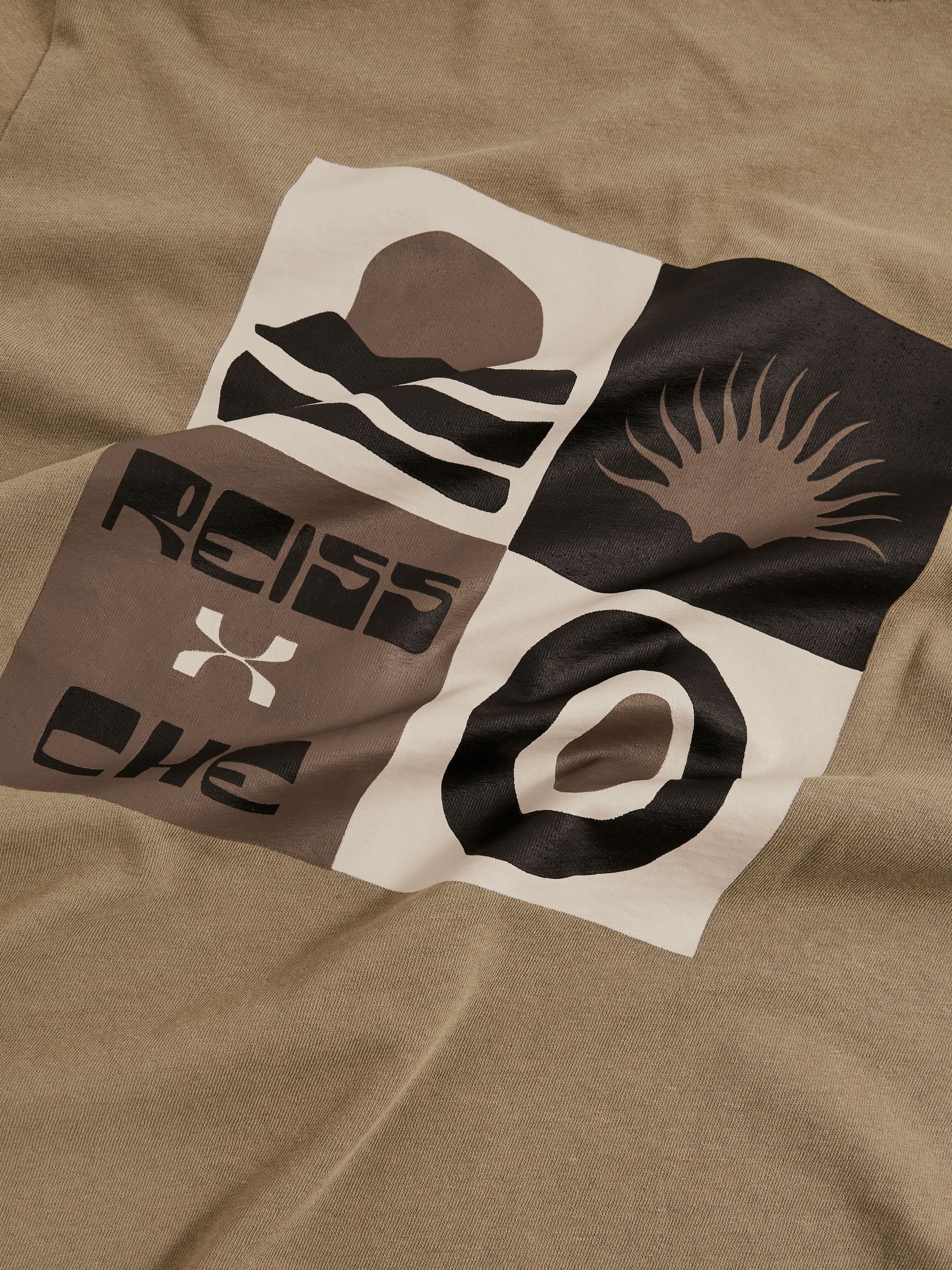 Reiss | Ché Cotton-Linen Sunset T-Shirt in Sage Green