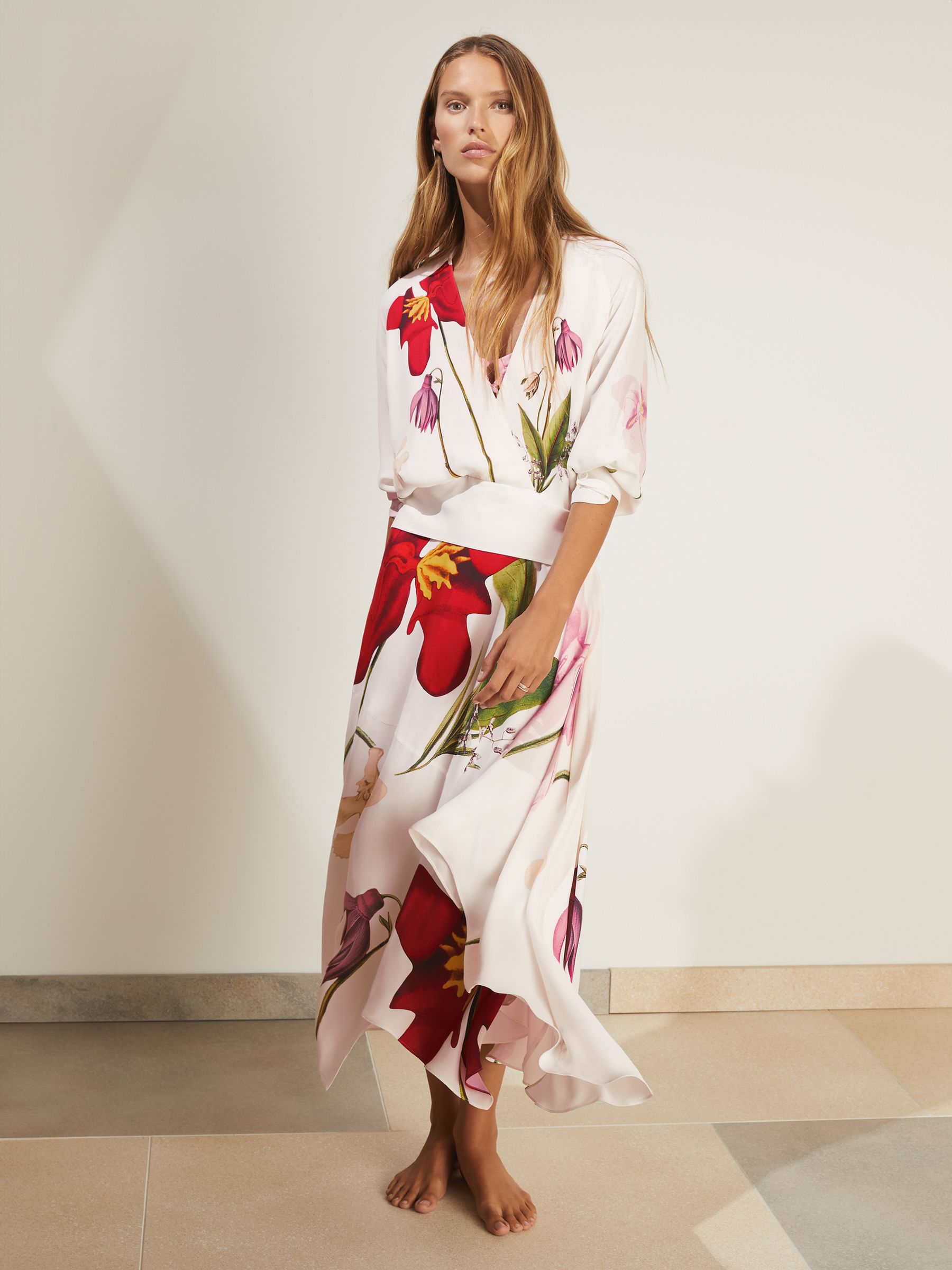 Reiss | NYBG Floral-Print Maxi Dress in Ivory