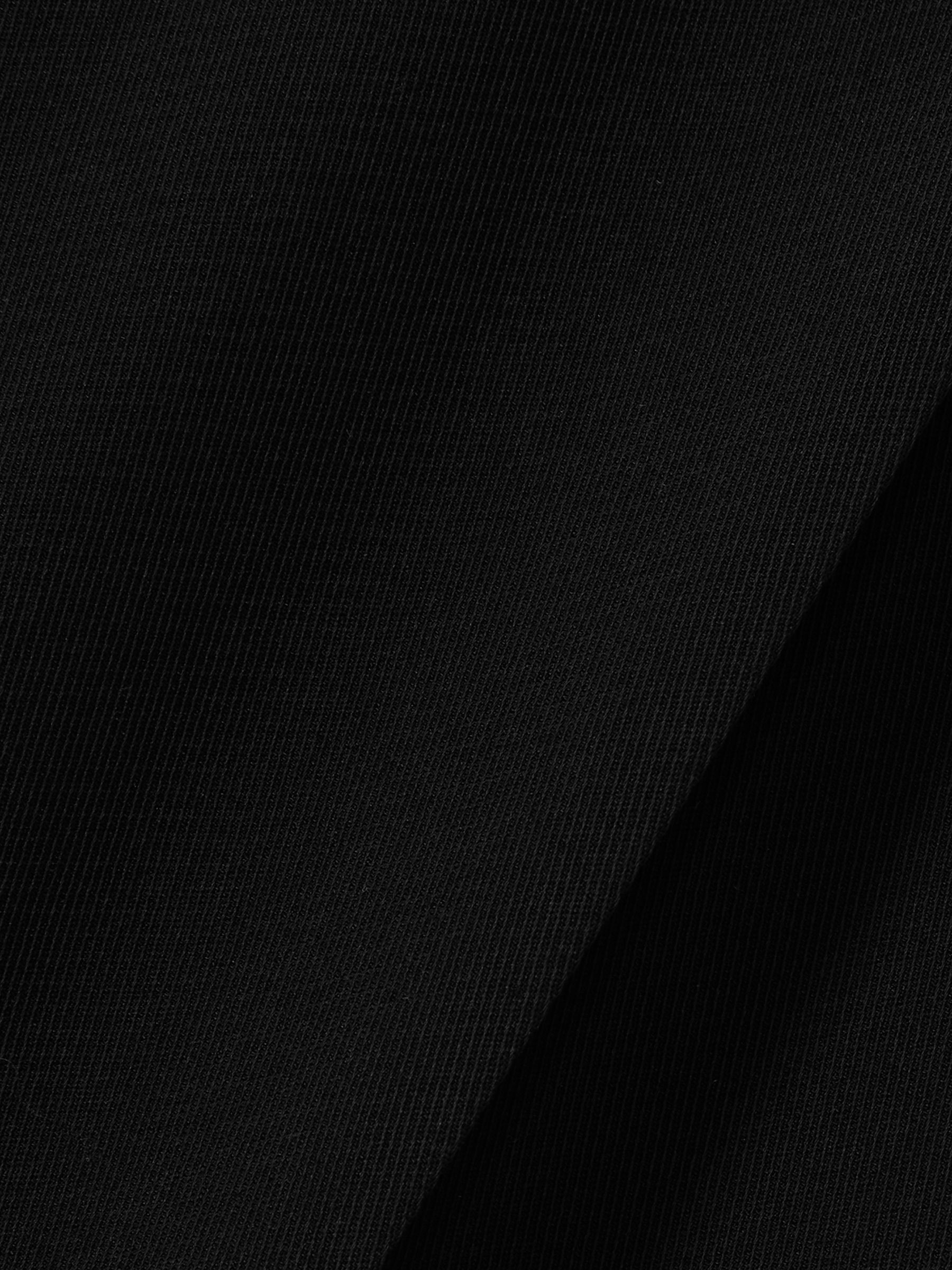 Petite Elasticated-Waist Wide-Leg Twill Trousers in Black