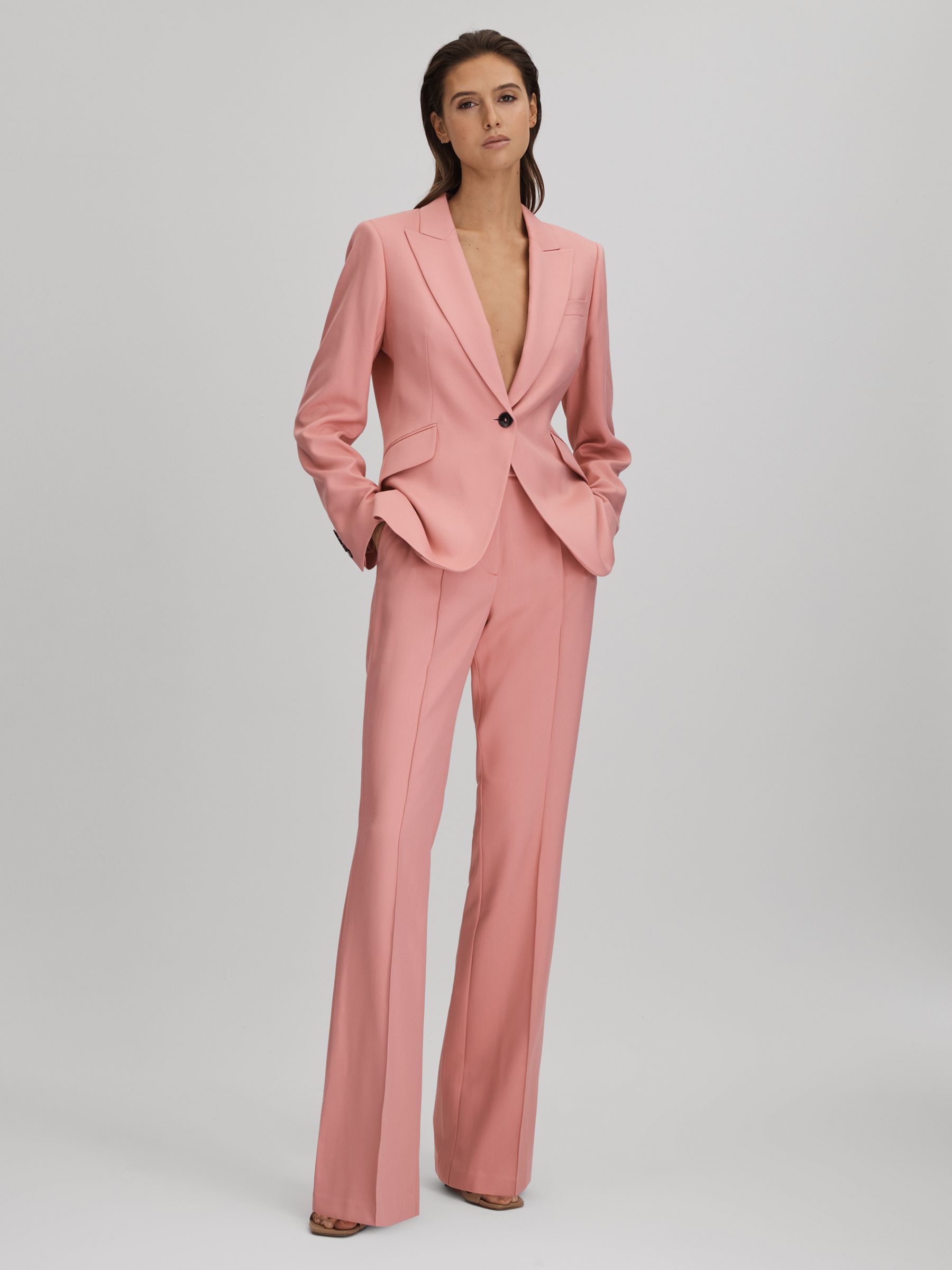 Tailored Single Breasted Suit Blazer in Pink