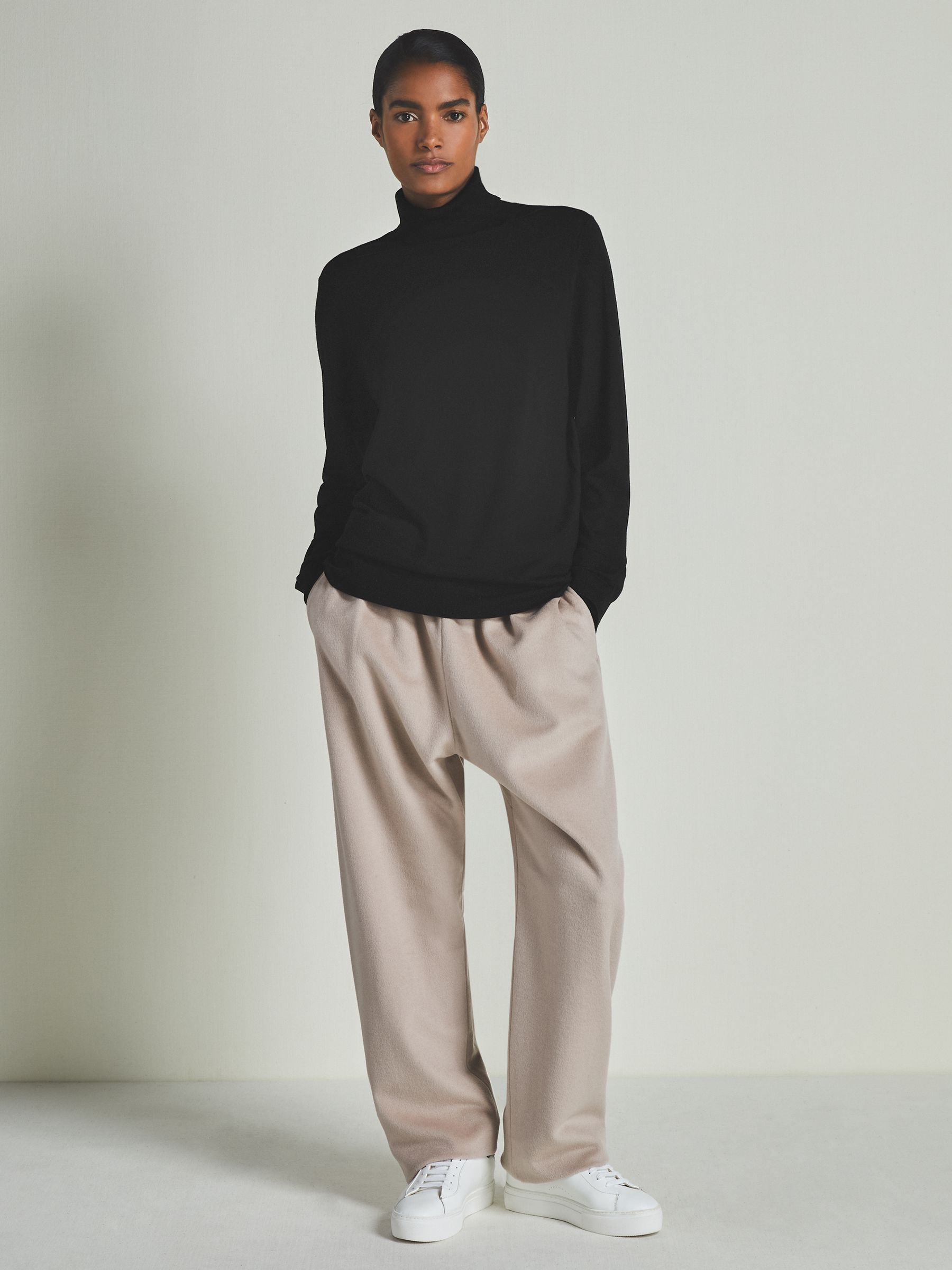 Reiss | Les 100 Ciels Noble-Wool Roll-Neck Jumper in Black