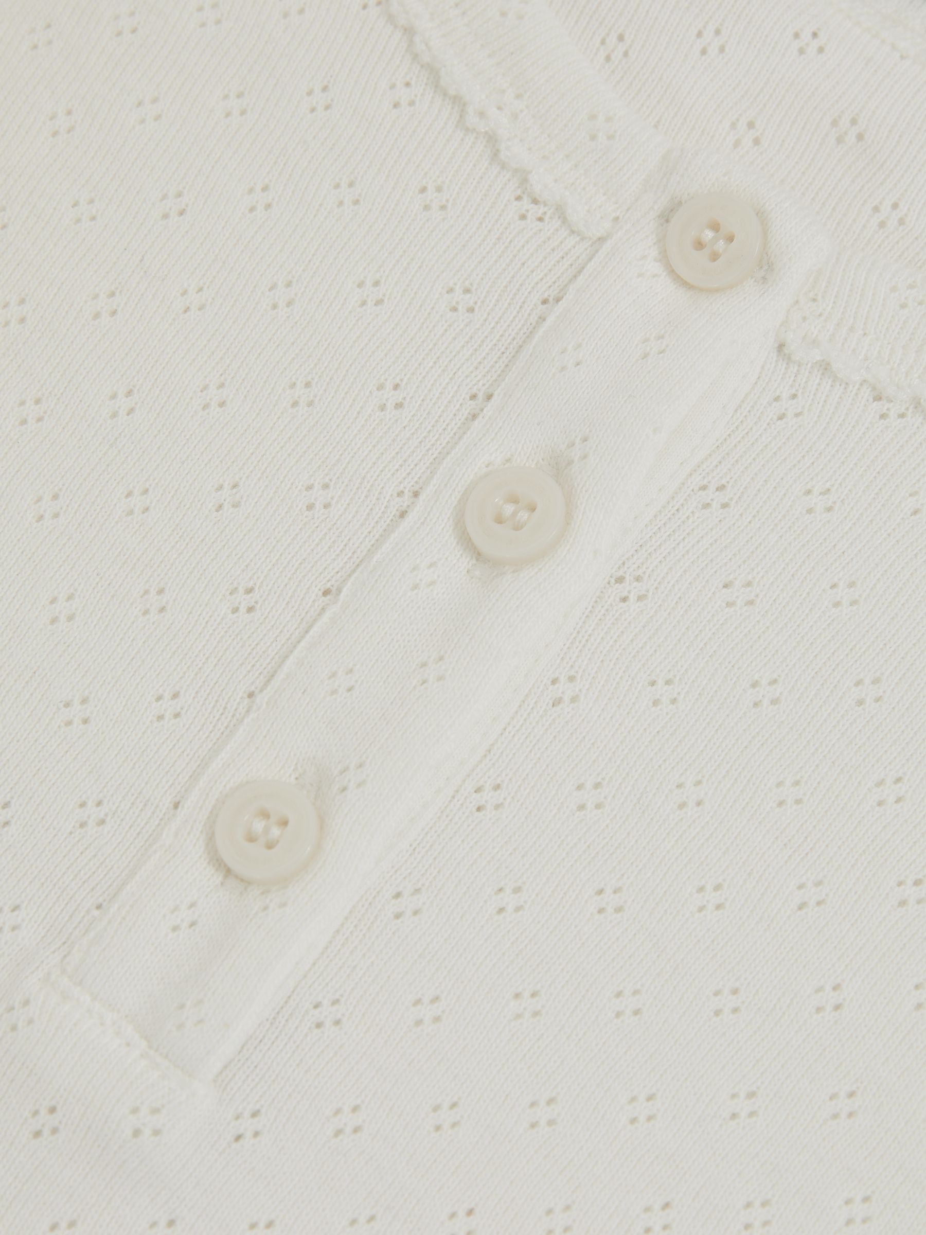 9-13 yrs Cotton Pointelle Button T-Shirt in Ivory