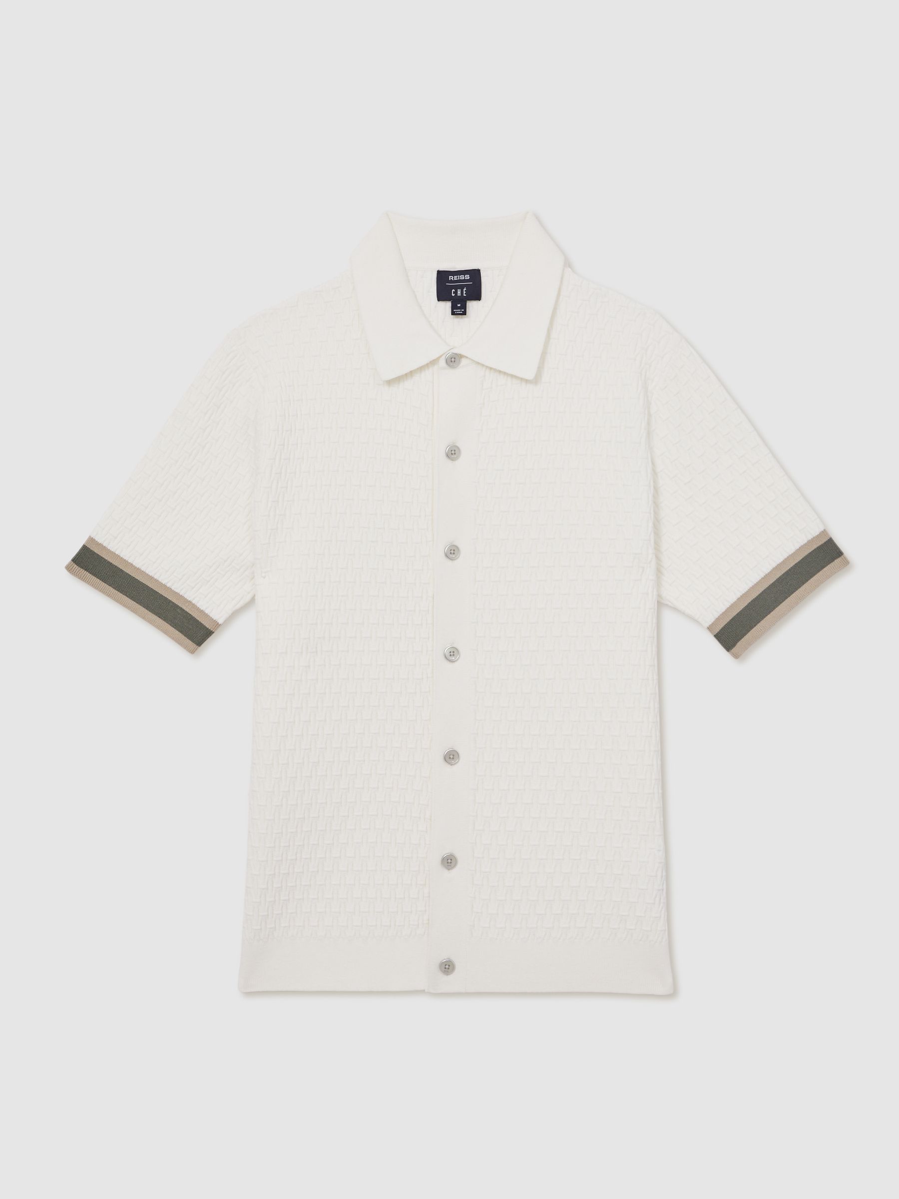 Reiss | Ché Textured Cuff-Trim Shirt in White