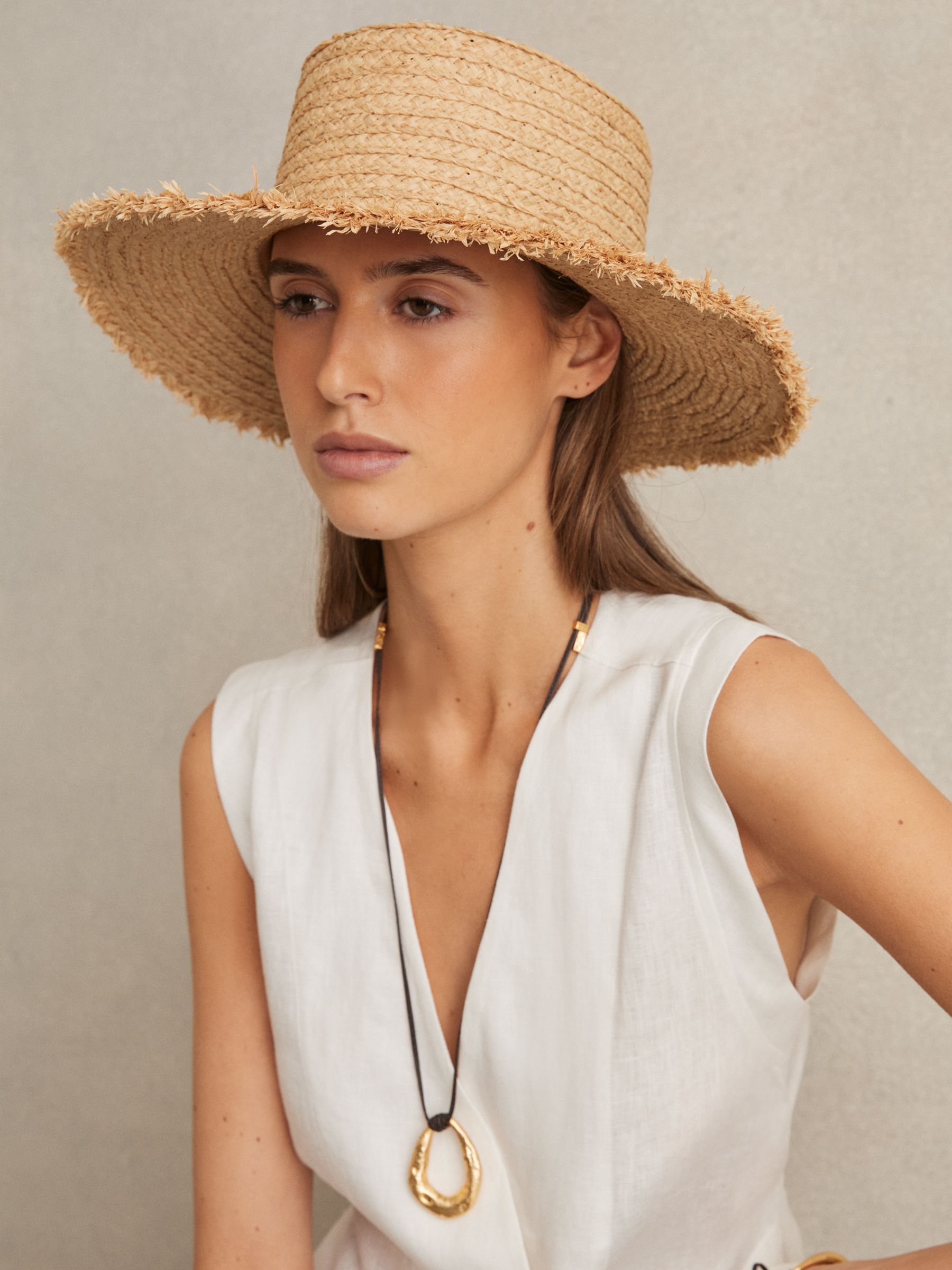 Straw Boater Hat in Natural