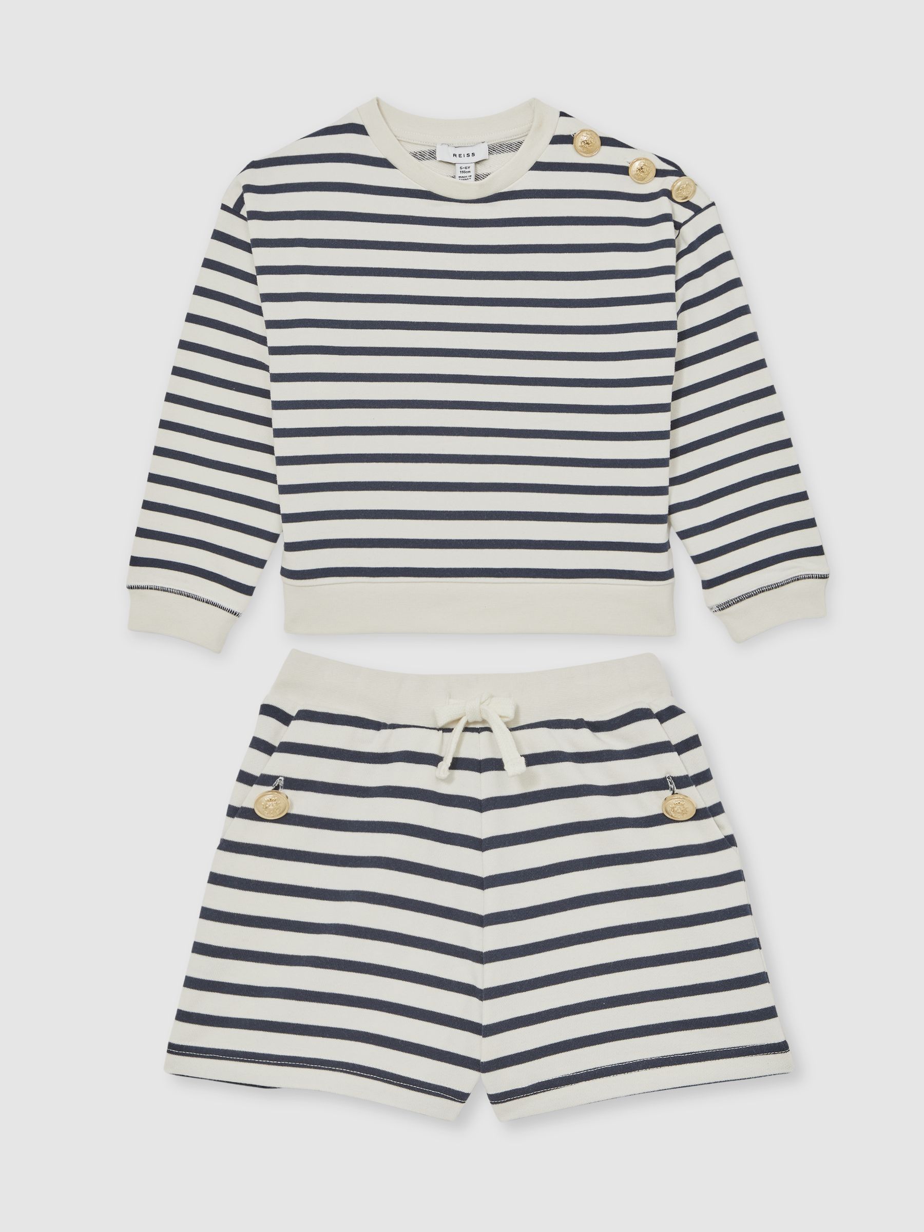 3-9 yrs Stripe Sweatshirt and Shorts Set Cotton-Blend in Navy/Ivory
