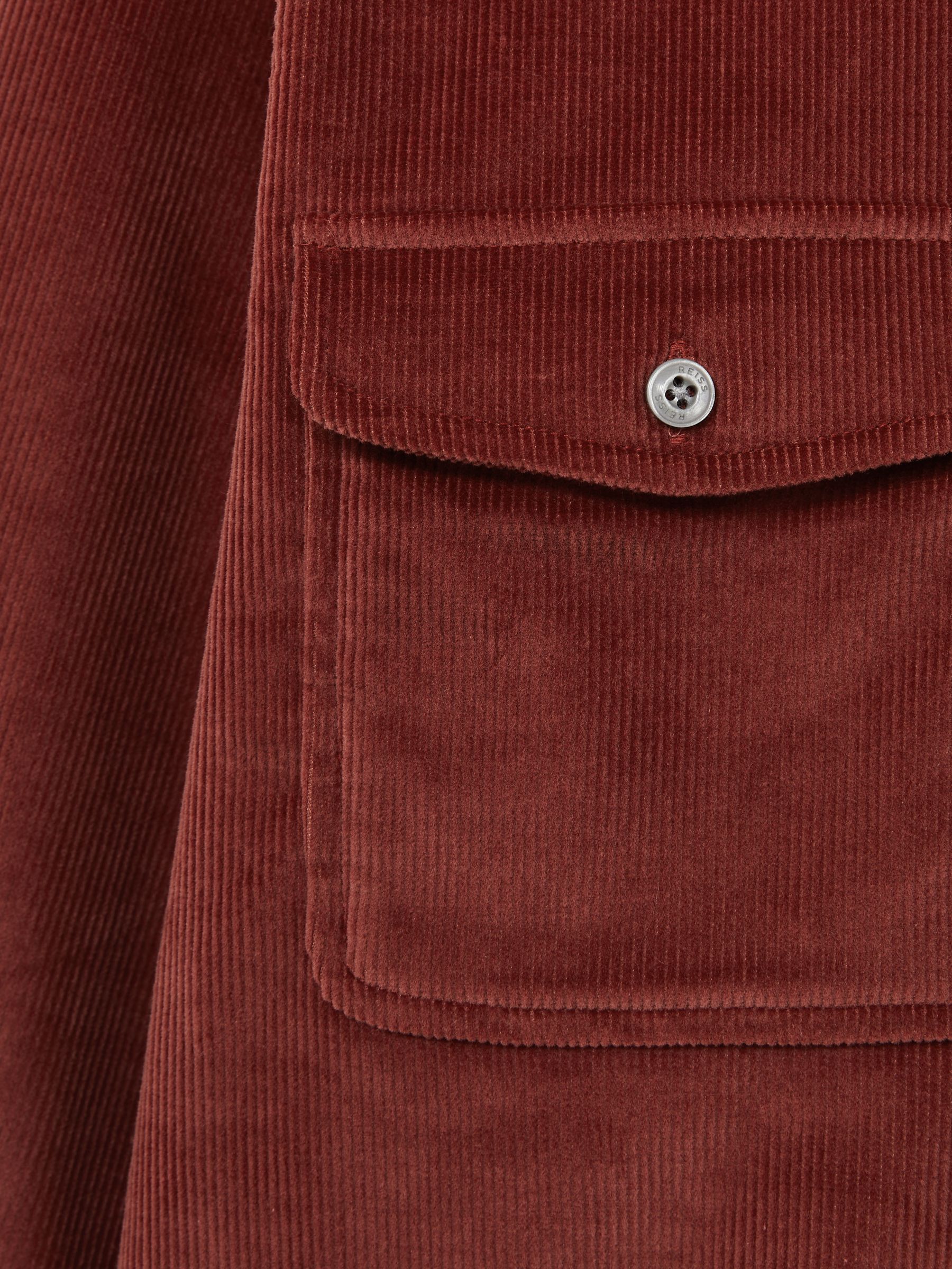 Cotton-Blend Corduroy Overshirt in Rust