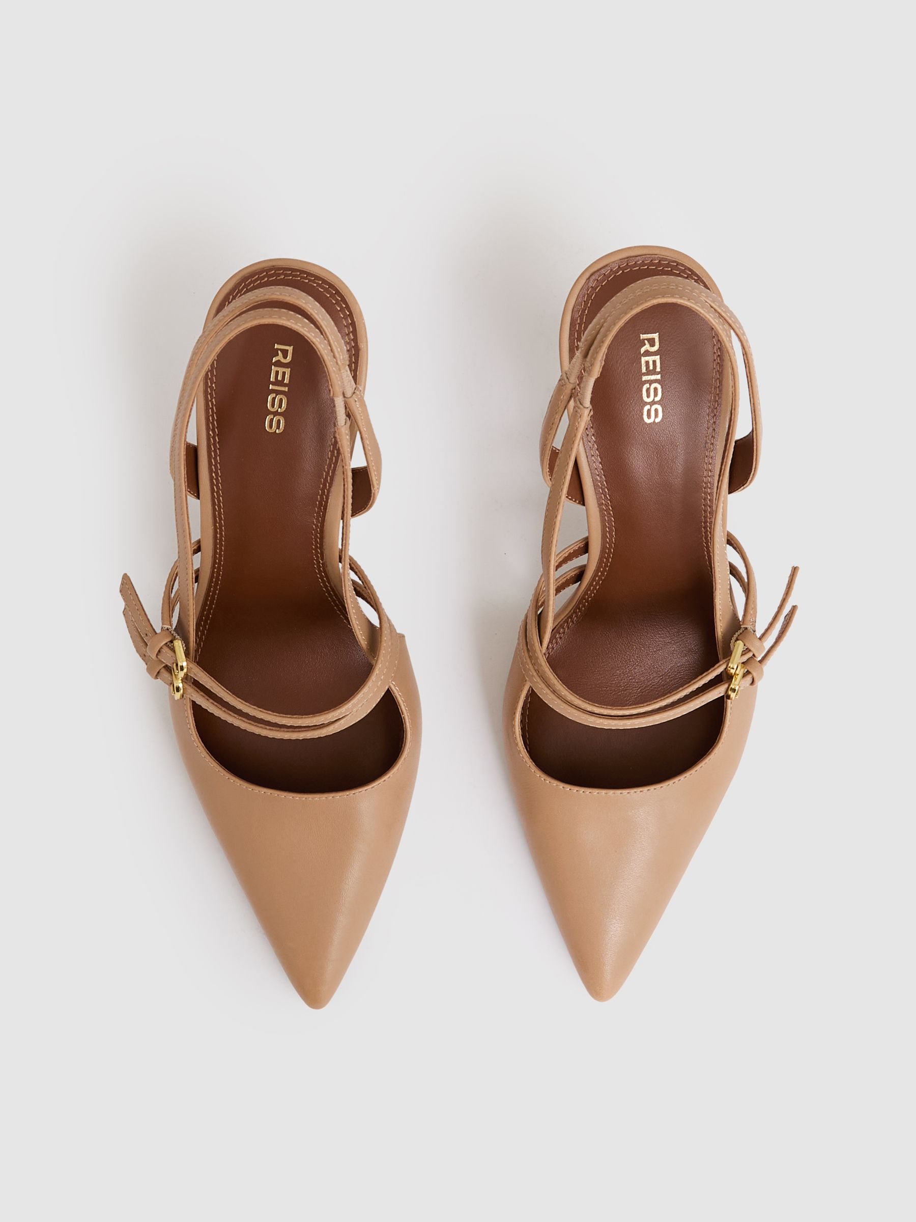 Leather Buckle-Strap Court Shoes in Neutral