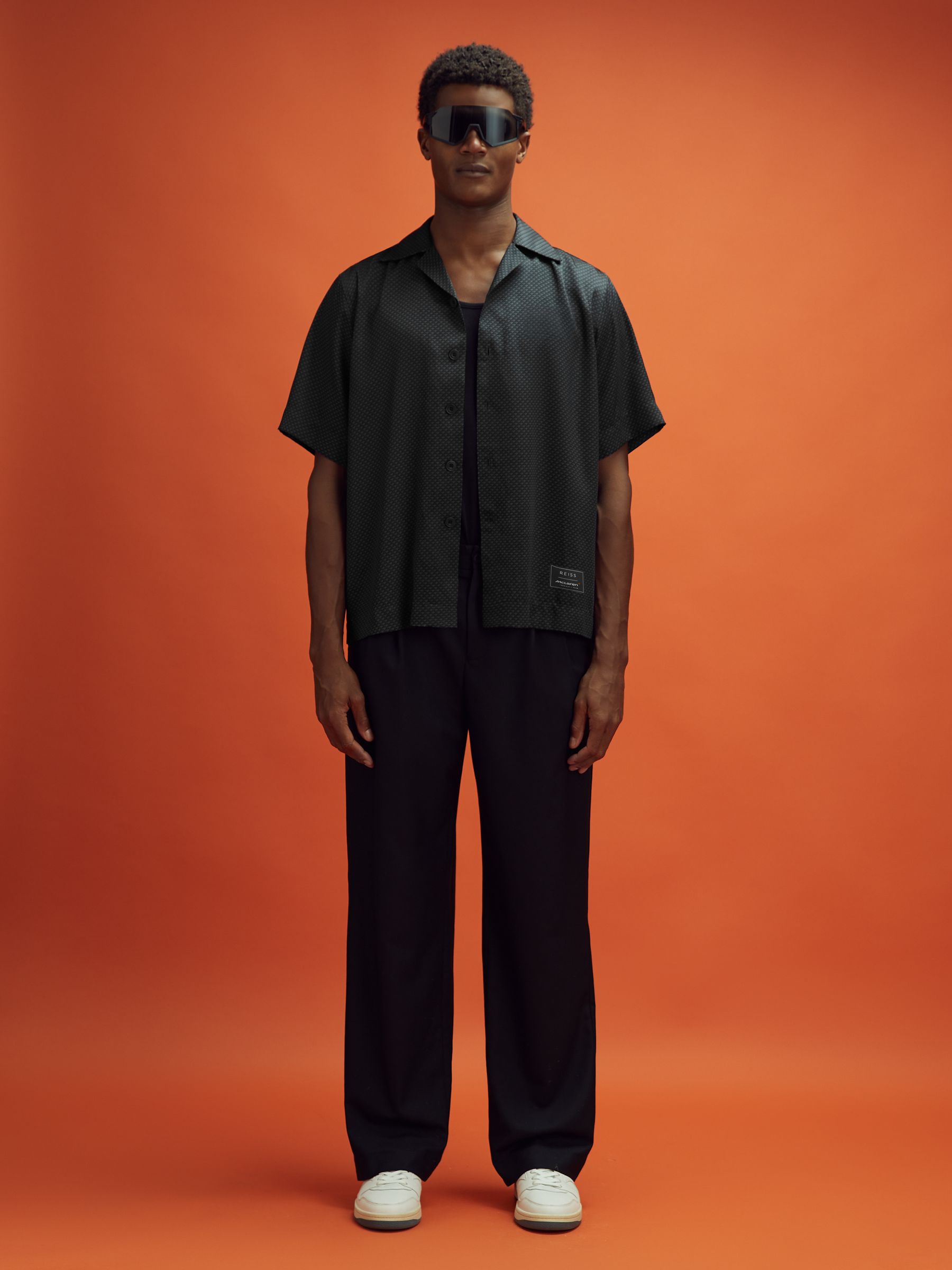 McLaren F1 Cuban Collar Shirt in Black