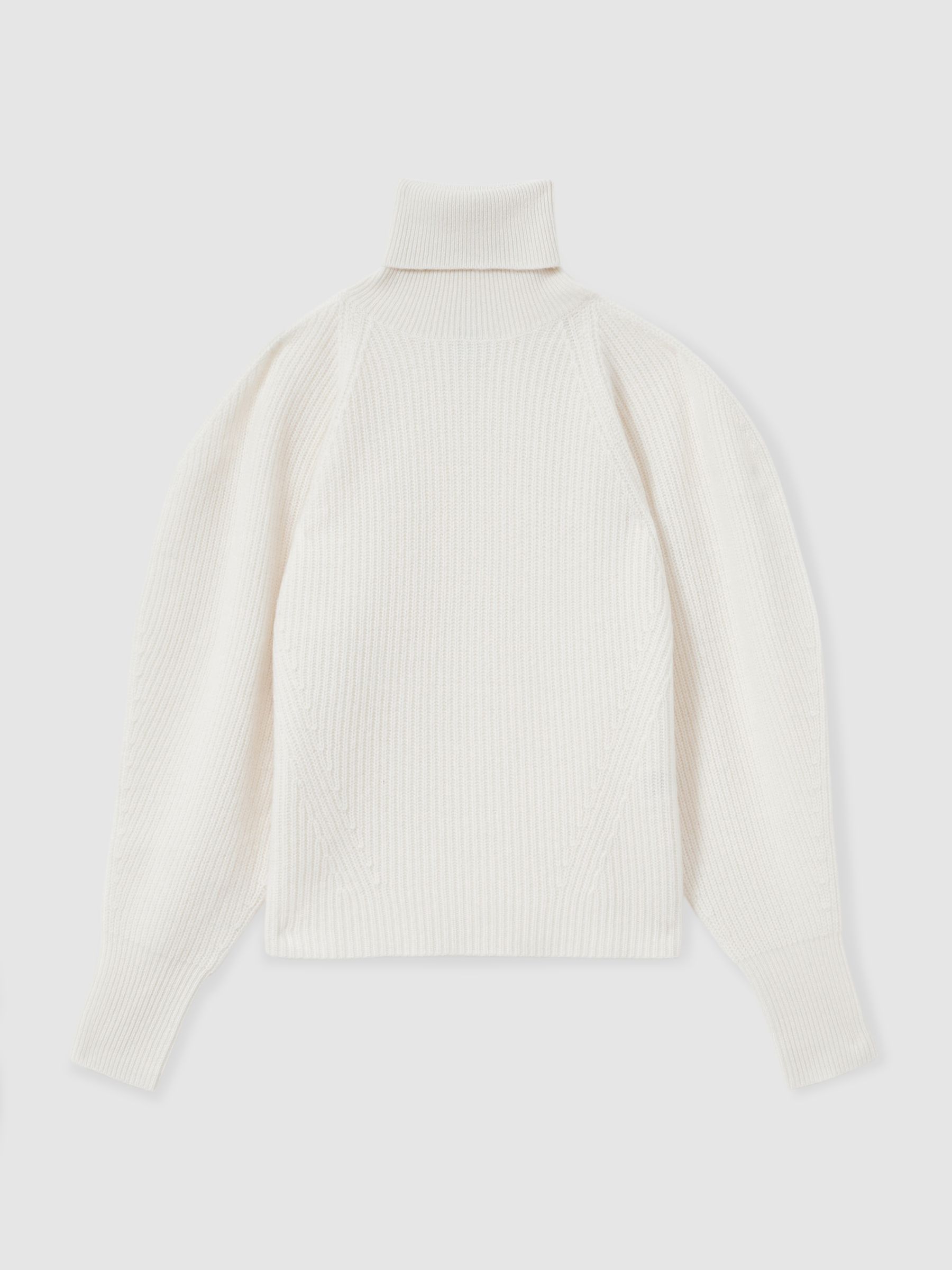 Wool Cashmere Roll Neck Jumper in Cream