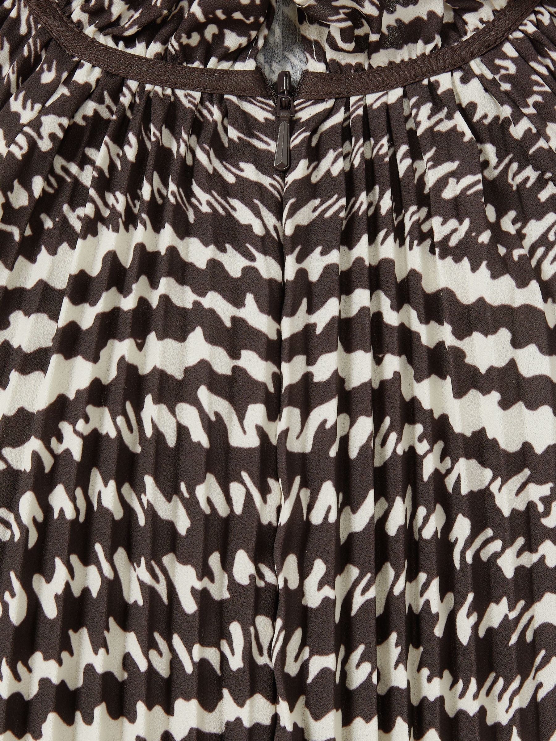 Florere Pleated Frill Midi Dress in Chocolate