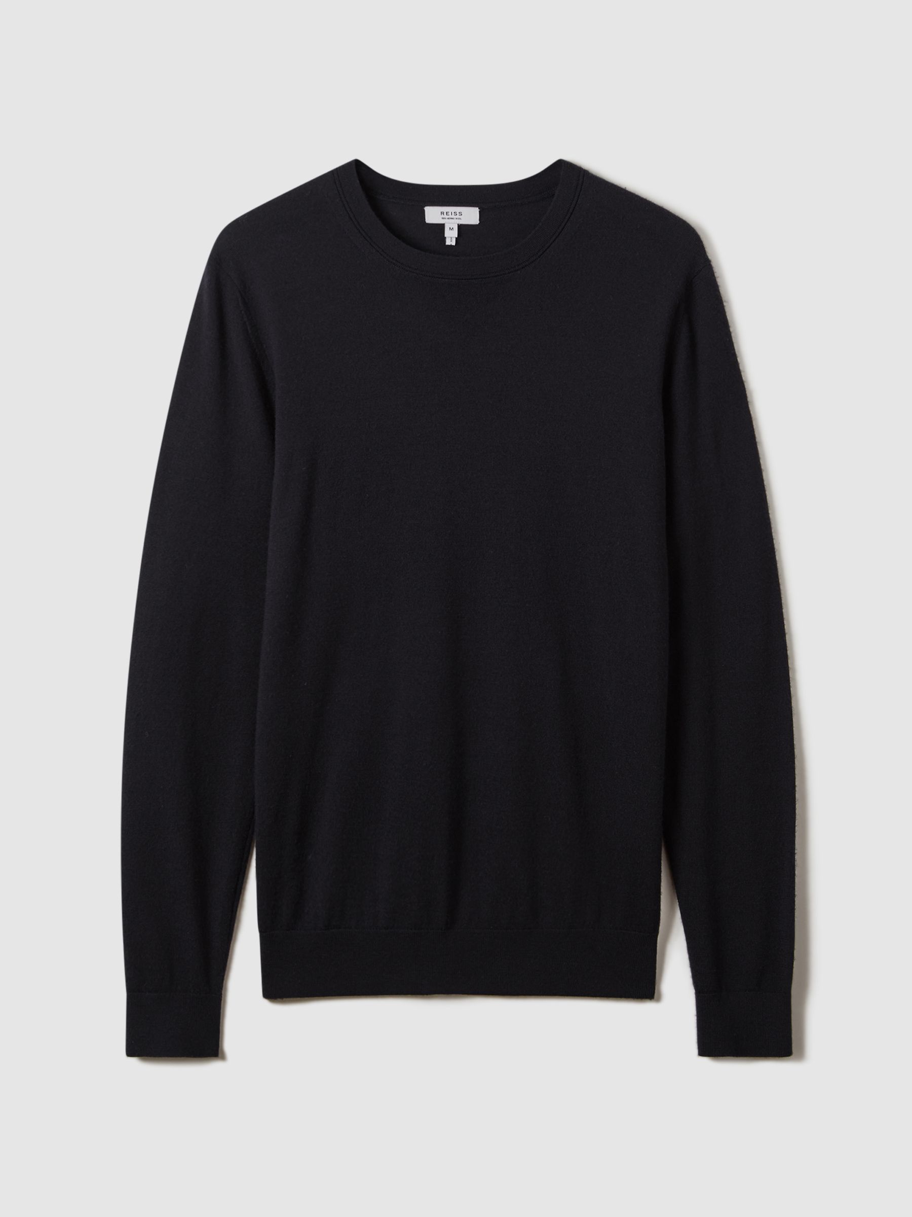 Merino Wool Crew Neck Jumper in Navy
