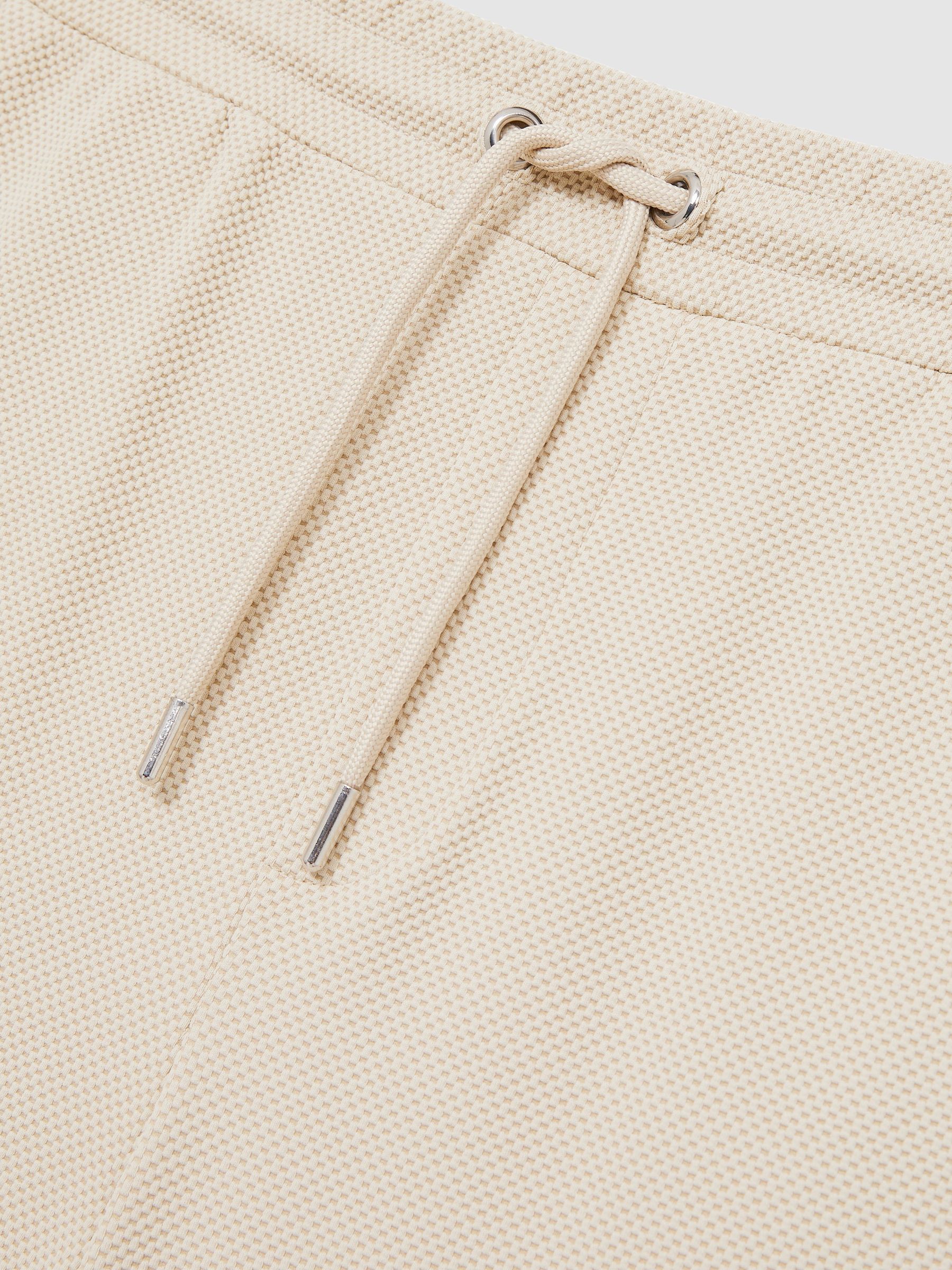 Textured Drawstring Shorts in Stone