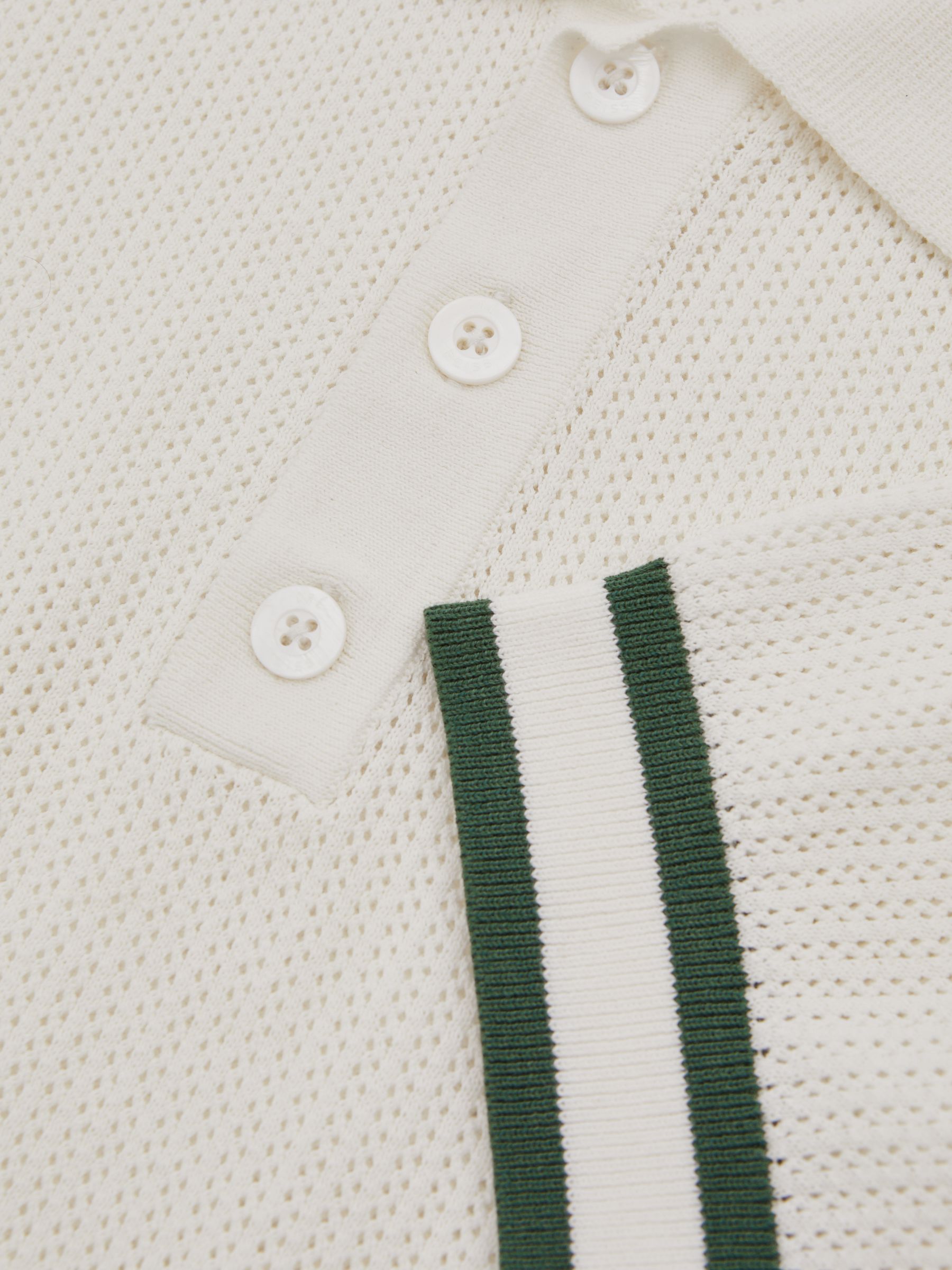 Reiss | Ché Knitted Half-Button Polo Shirt in White