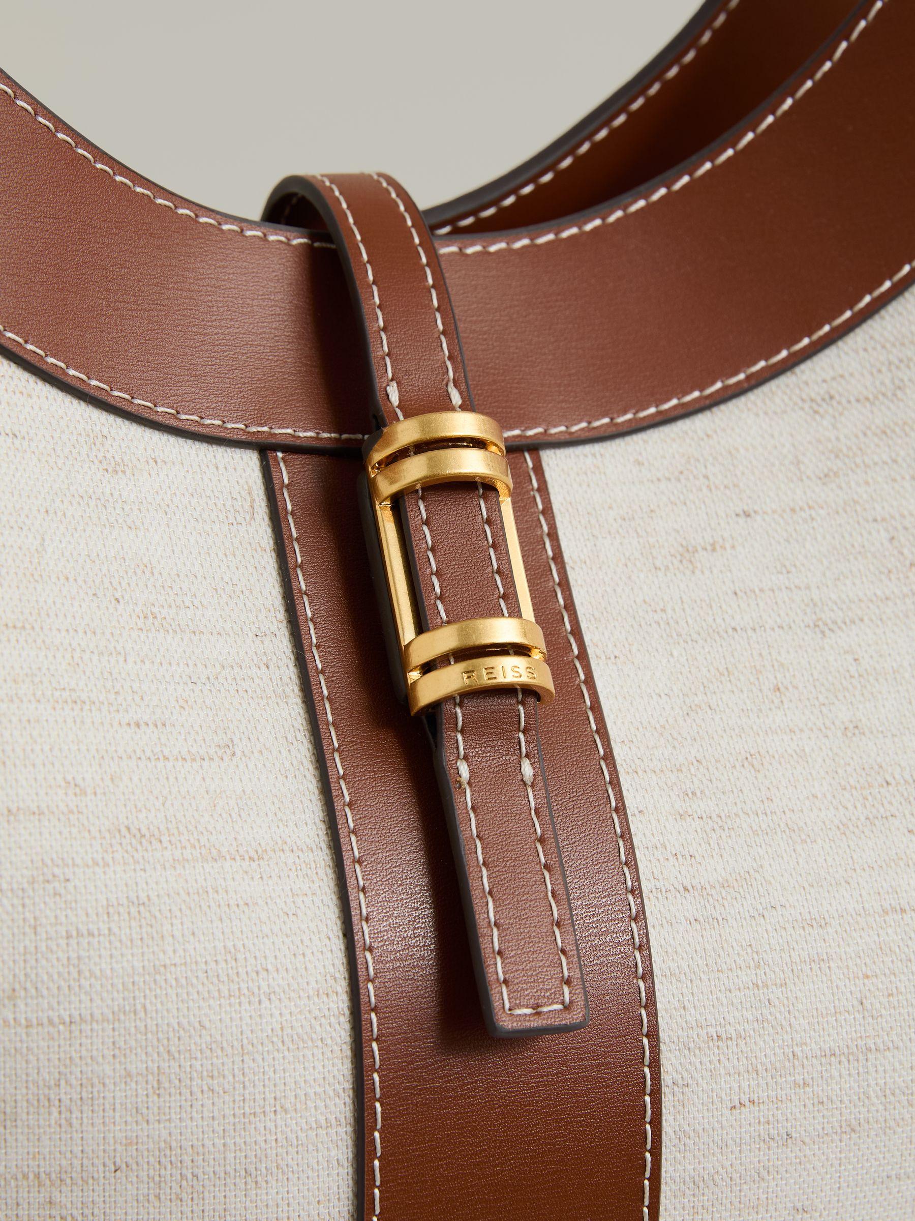 Canvas And Leather Tote Bag in Natural