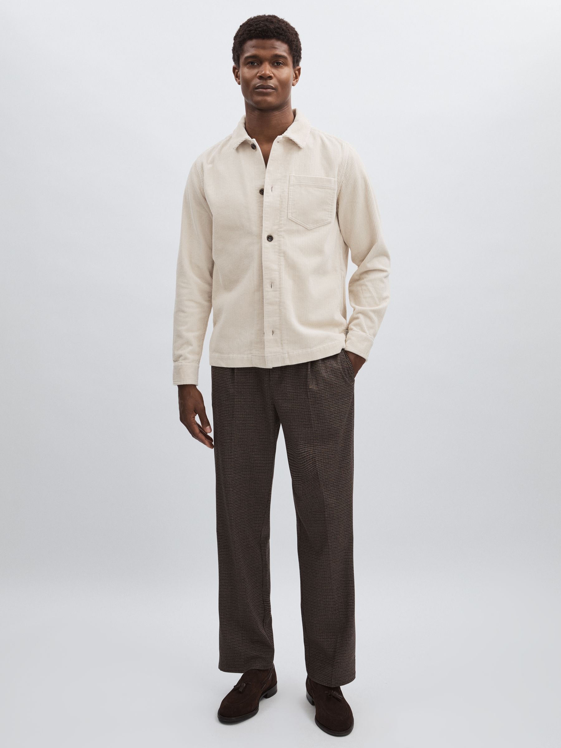 Les Deux Cotton Corduroy Overshirt in Ivory