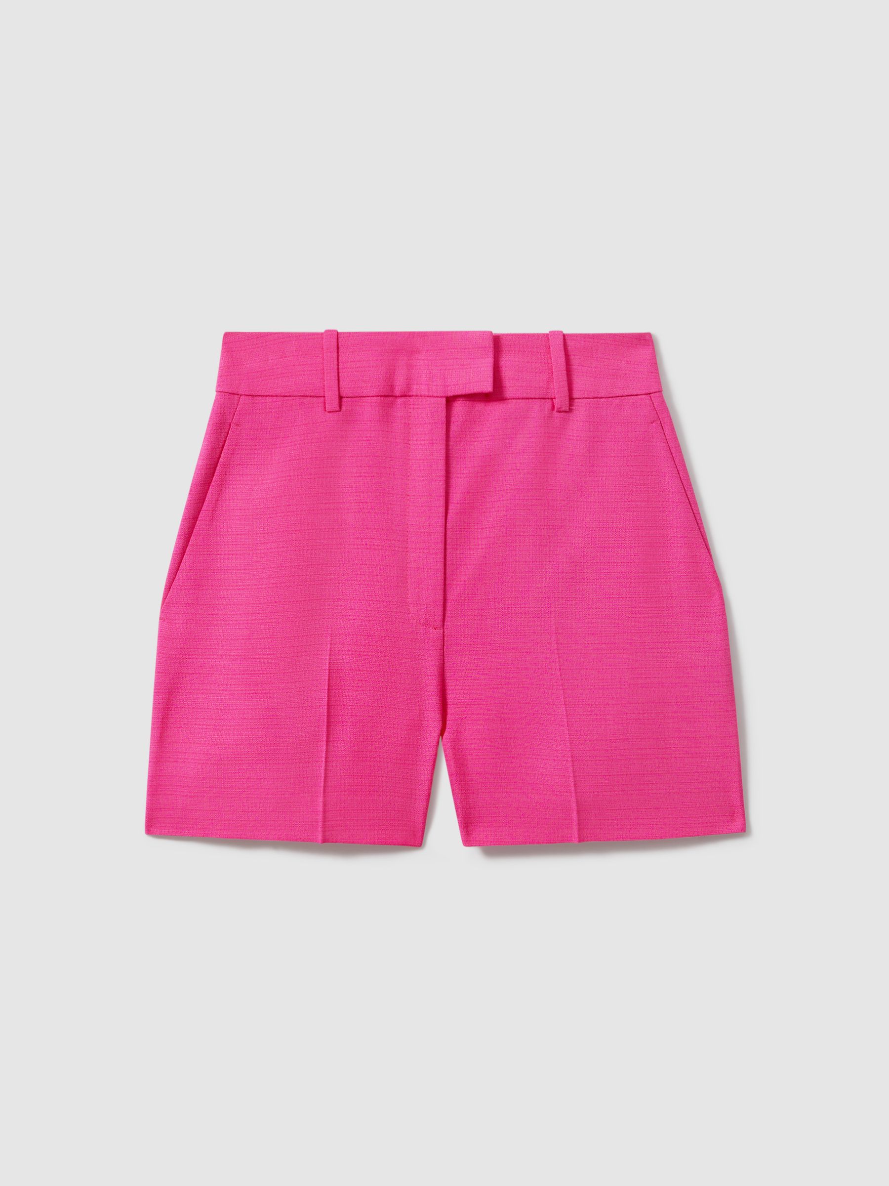 Tailored Textured Suit Shorts in Pink