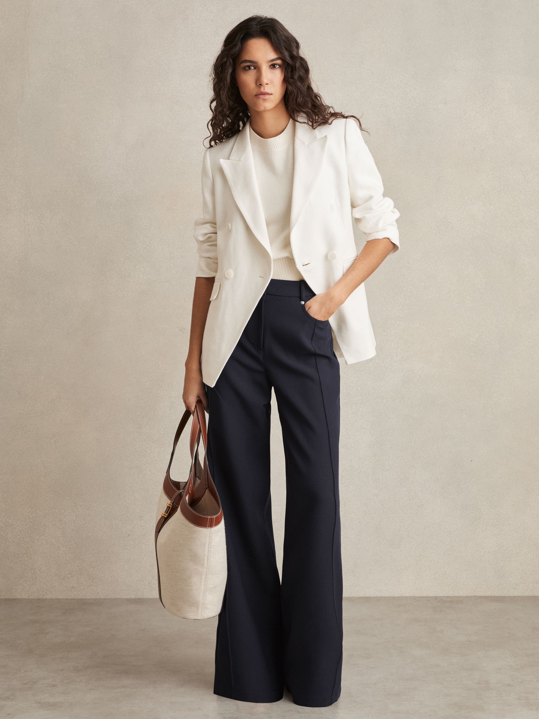 Petite Palazzo Tailored Trousers in Navy