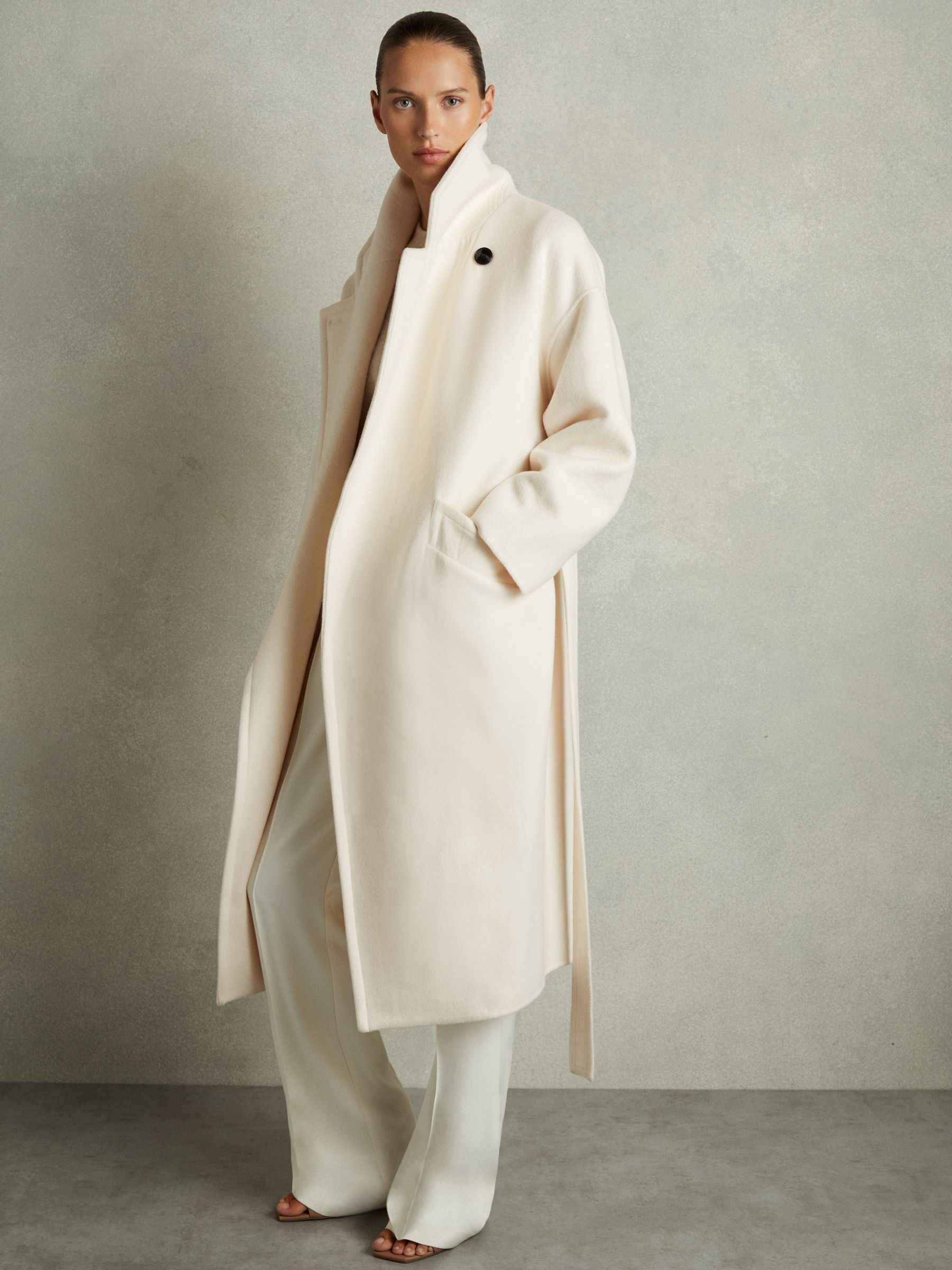 Petite Wool-Blend Blindseam Coat in Cream