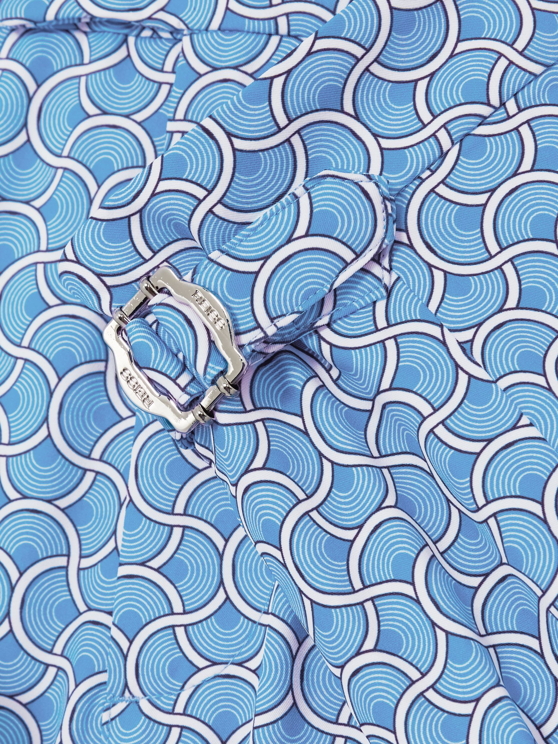 Geometric Print Swim Shorts in French Blue