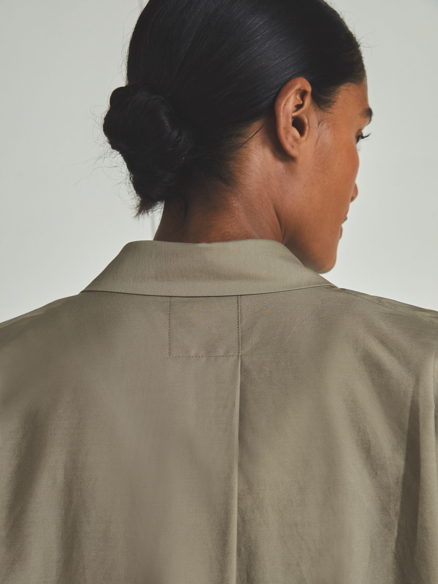 Reiss | Les 100 Ciels Cotton-Blend Poplin Shirt in Khaki