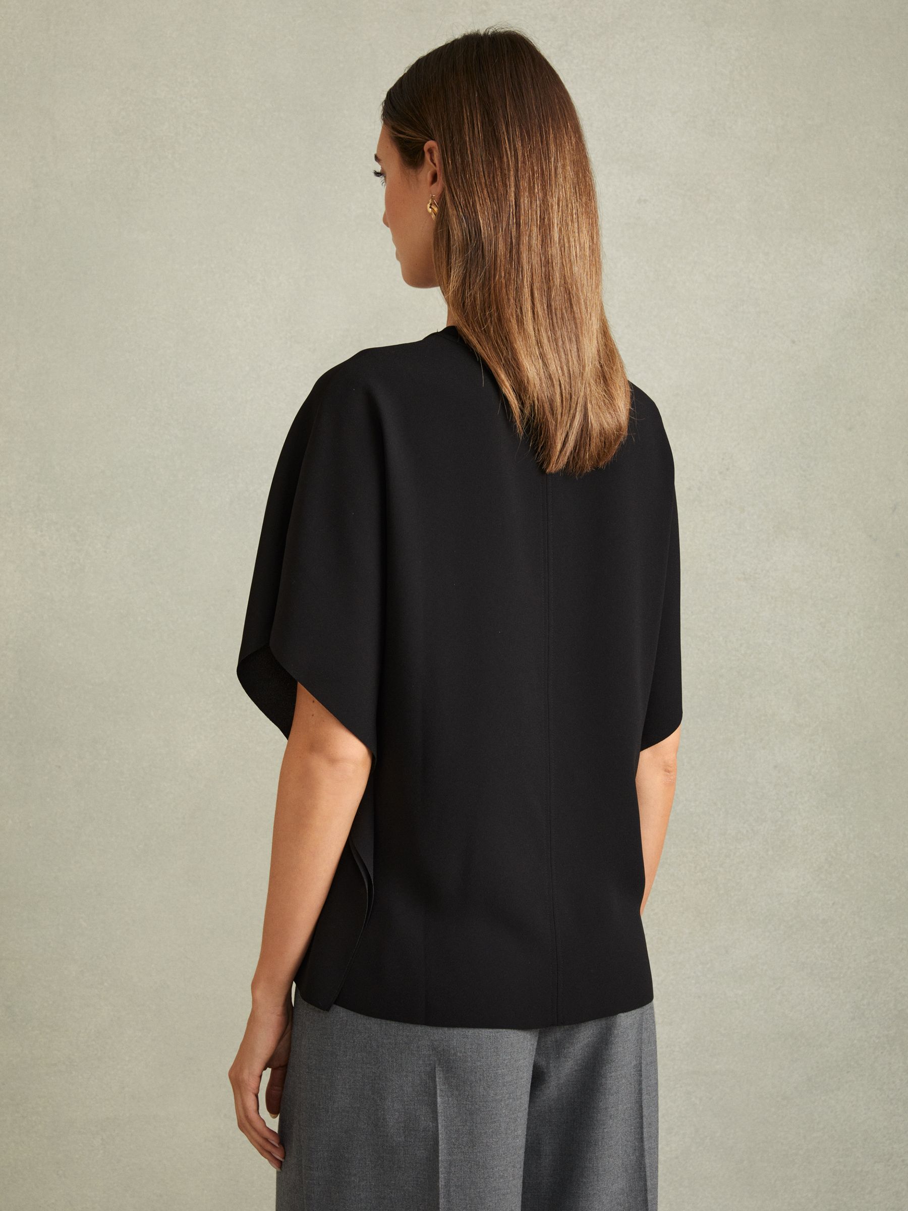 Draped Sleeve Top in Black