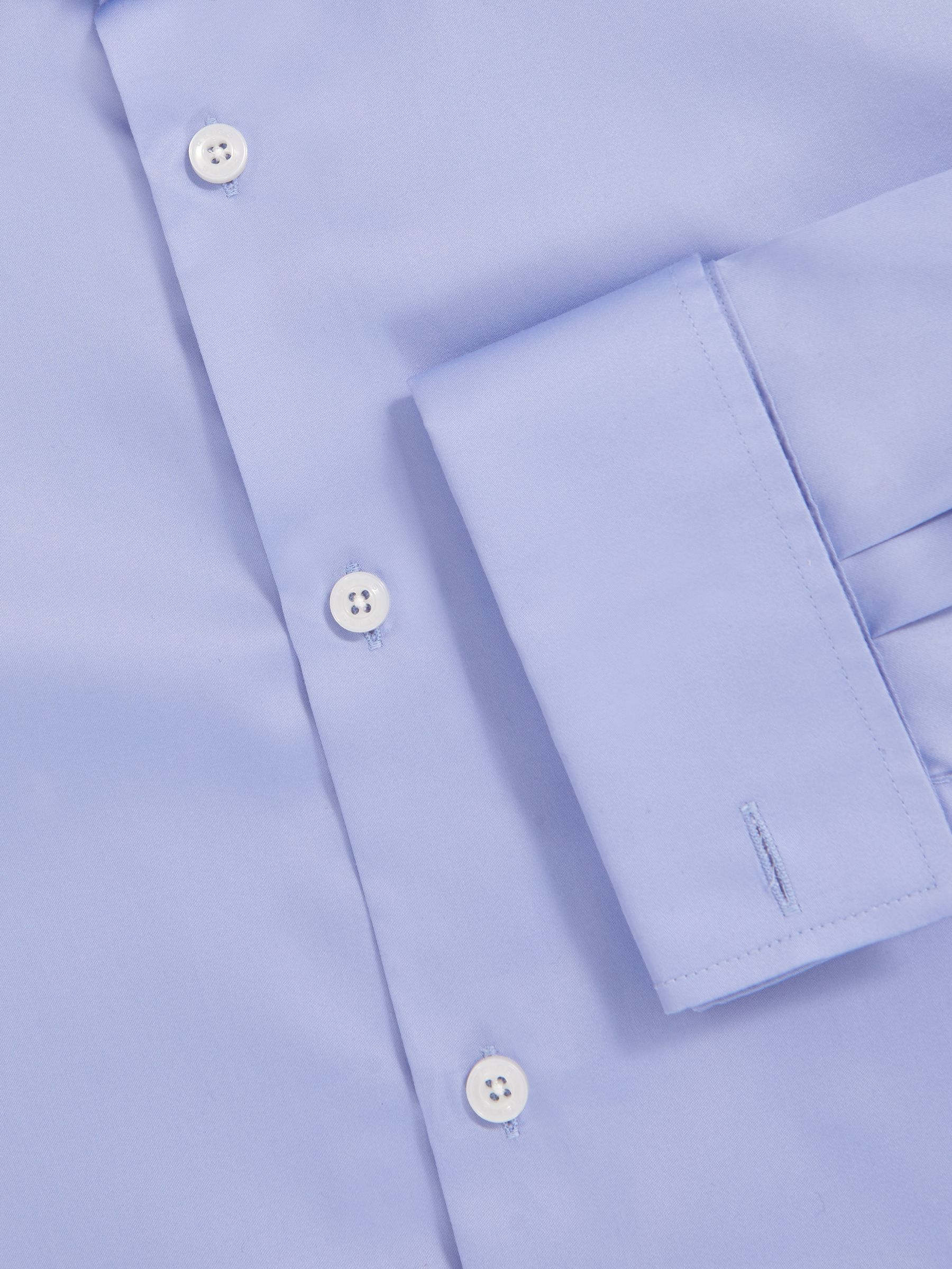 Regular Fit Cotton-Sateen Shirt in Mid Blue