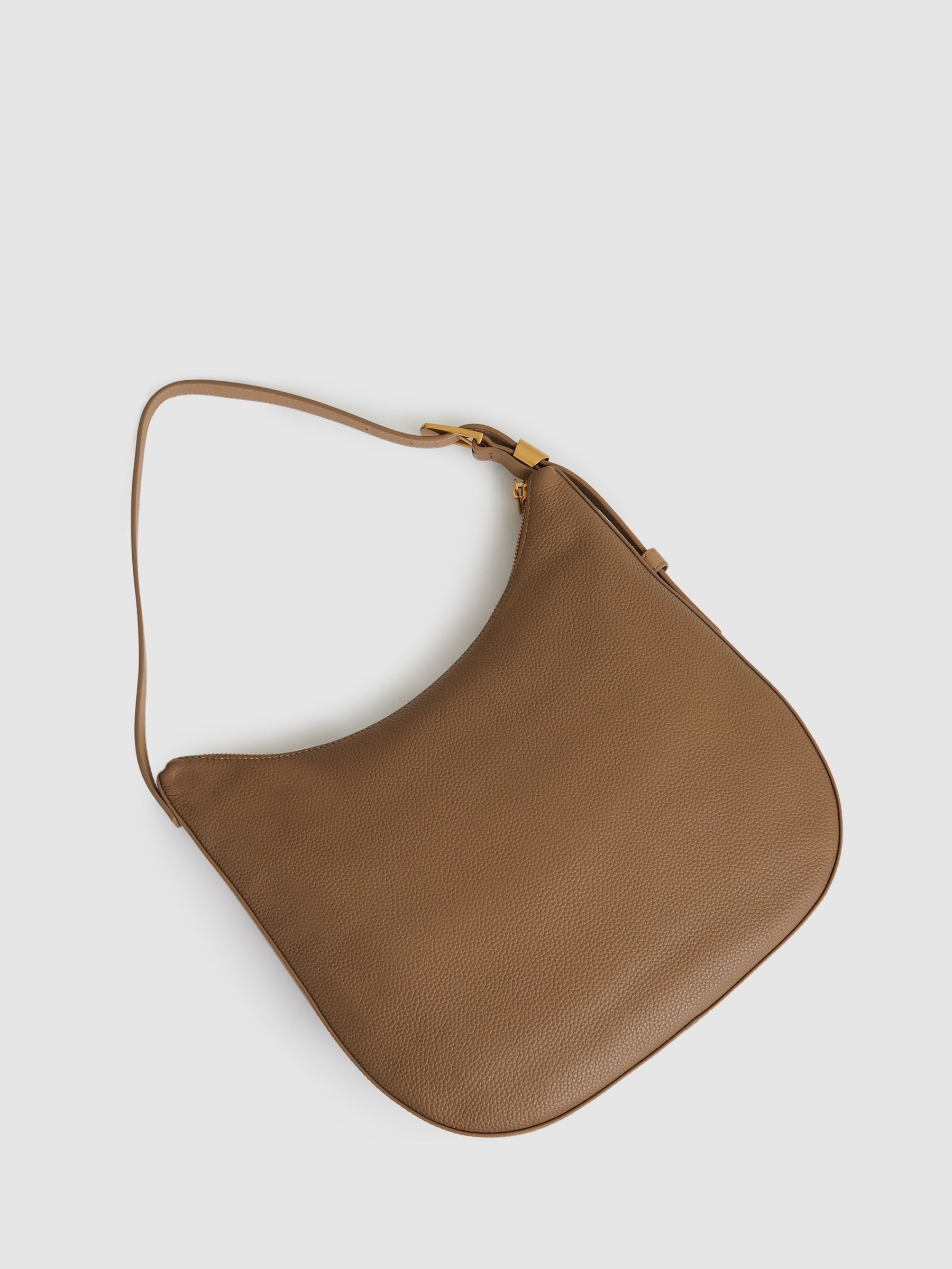 Leather and Suede Shoulder Bag in Taupe