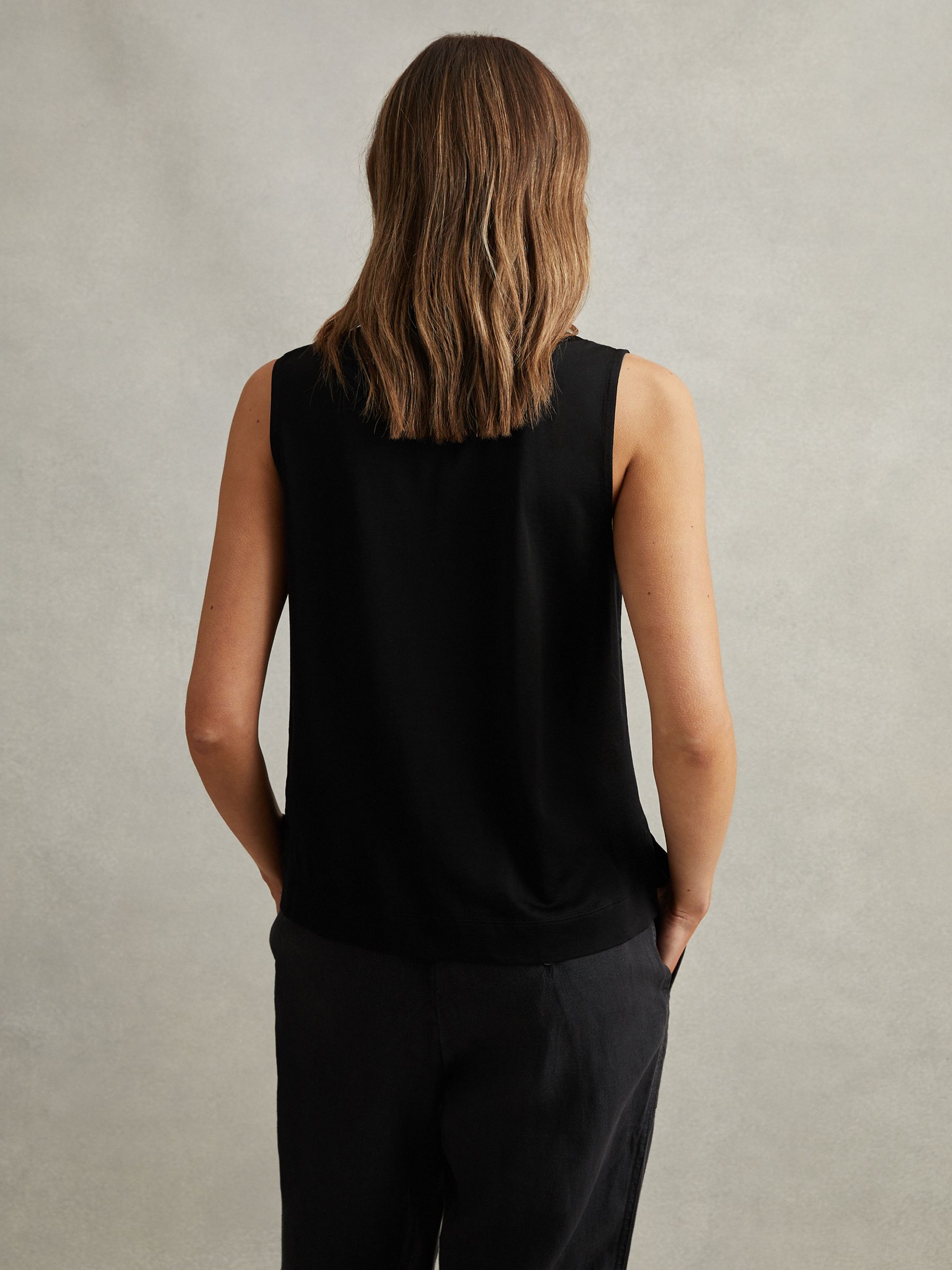V-Neck Shell Top in Black