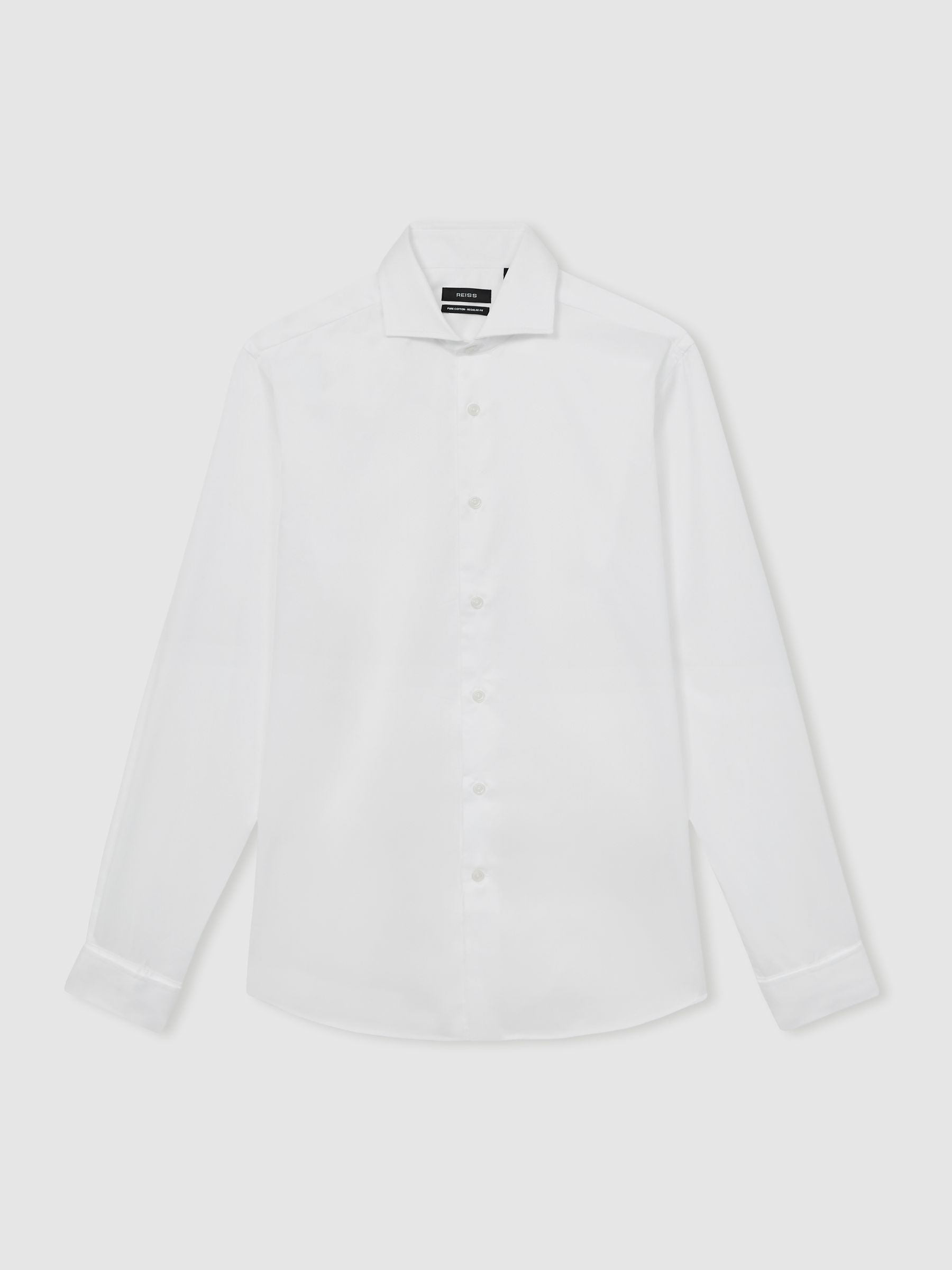 Slim Fit Cotton Double-Cuff Shirt in White