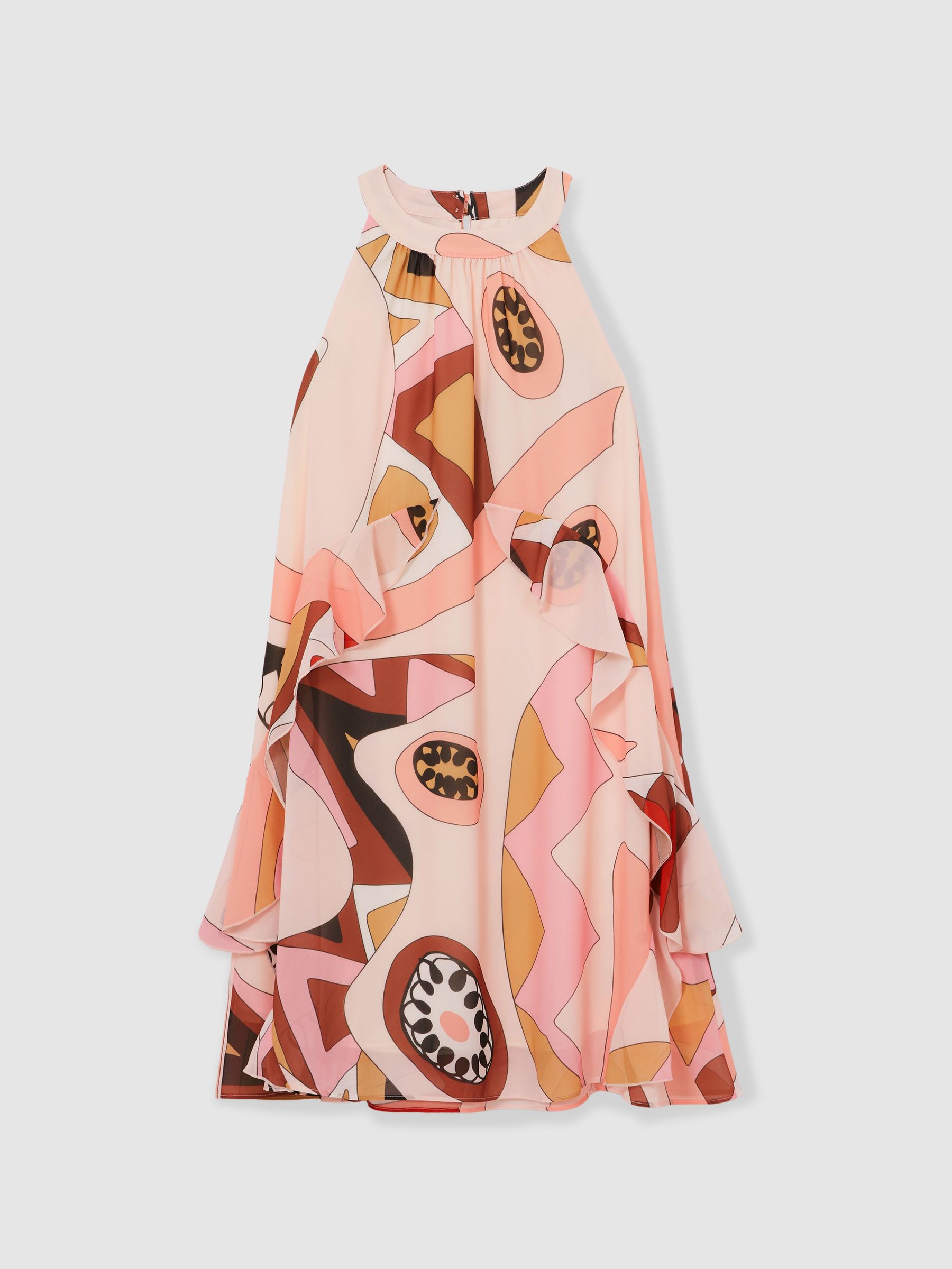 4-9 yrs Printed Ruffle-Trim Dress in Pink