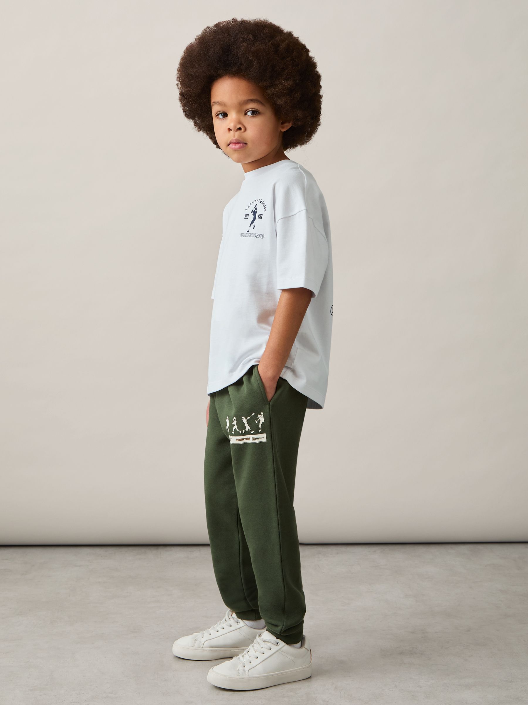 9-13 yrs Varsity League Oversized Joggers Cotton-Blend in Pine Green