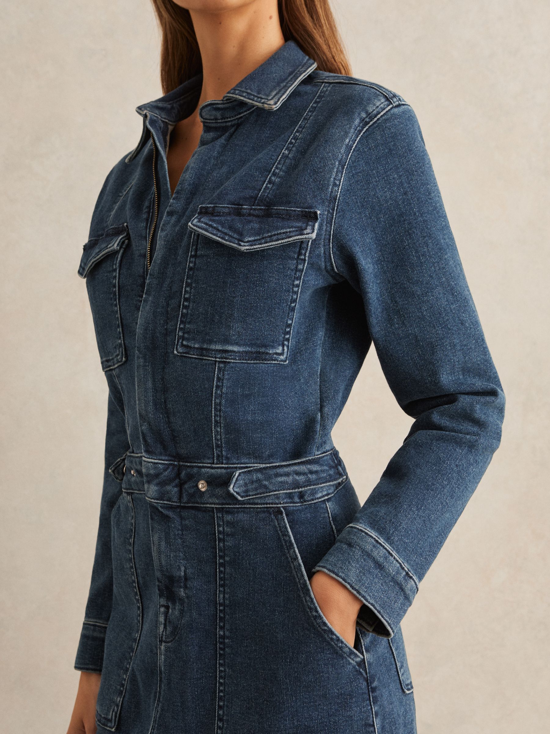 Good American Denim Midi Dress in Dark Indigo