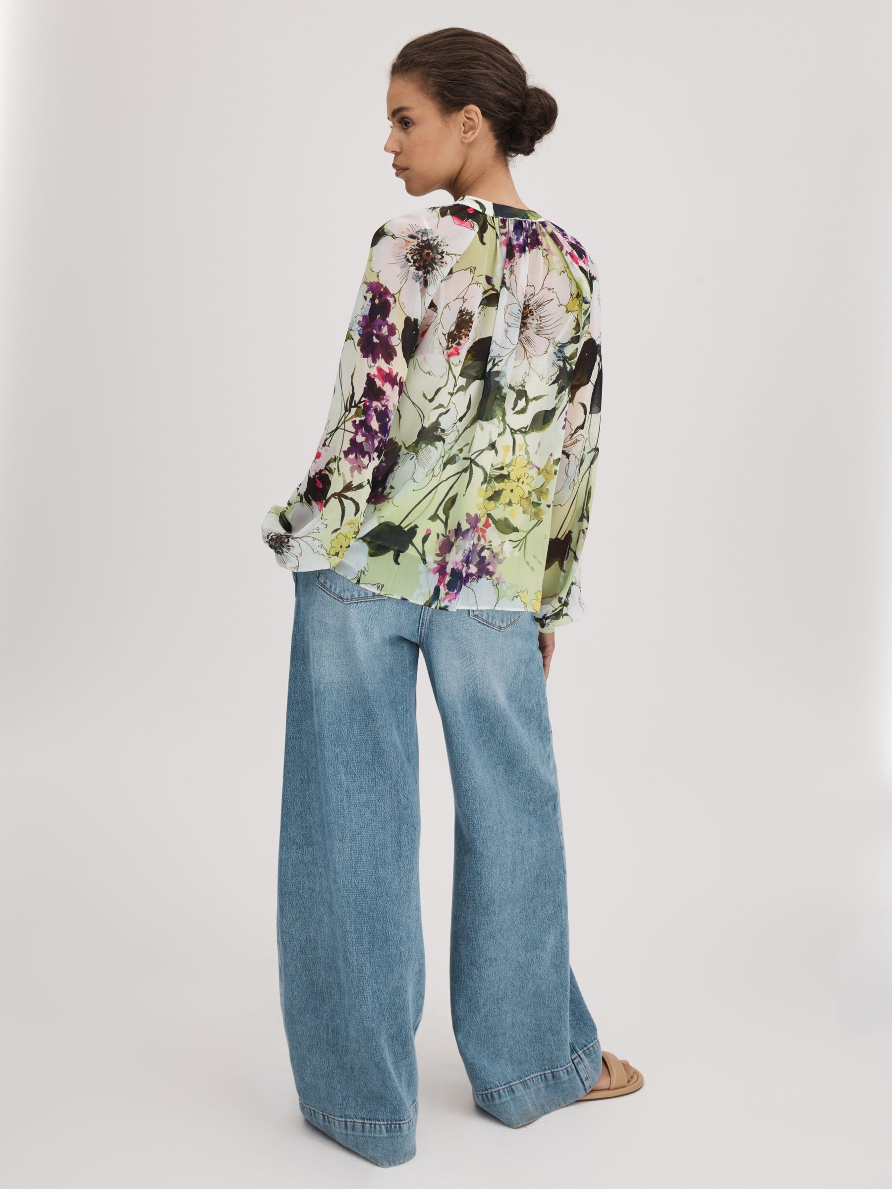 Florere Printed Tie Neck Blouse in Multi