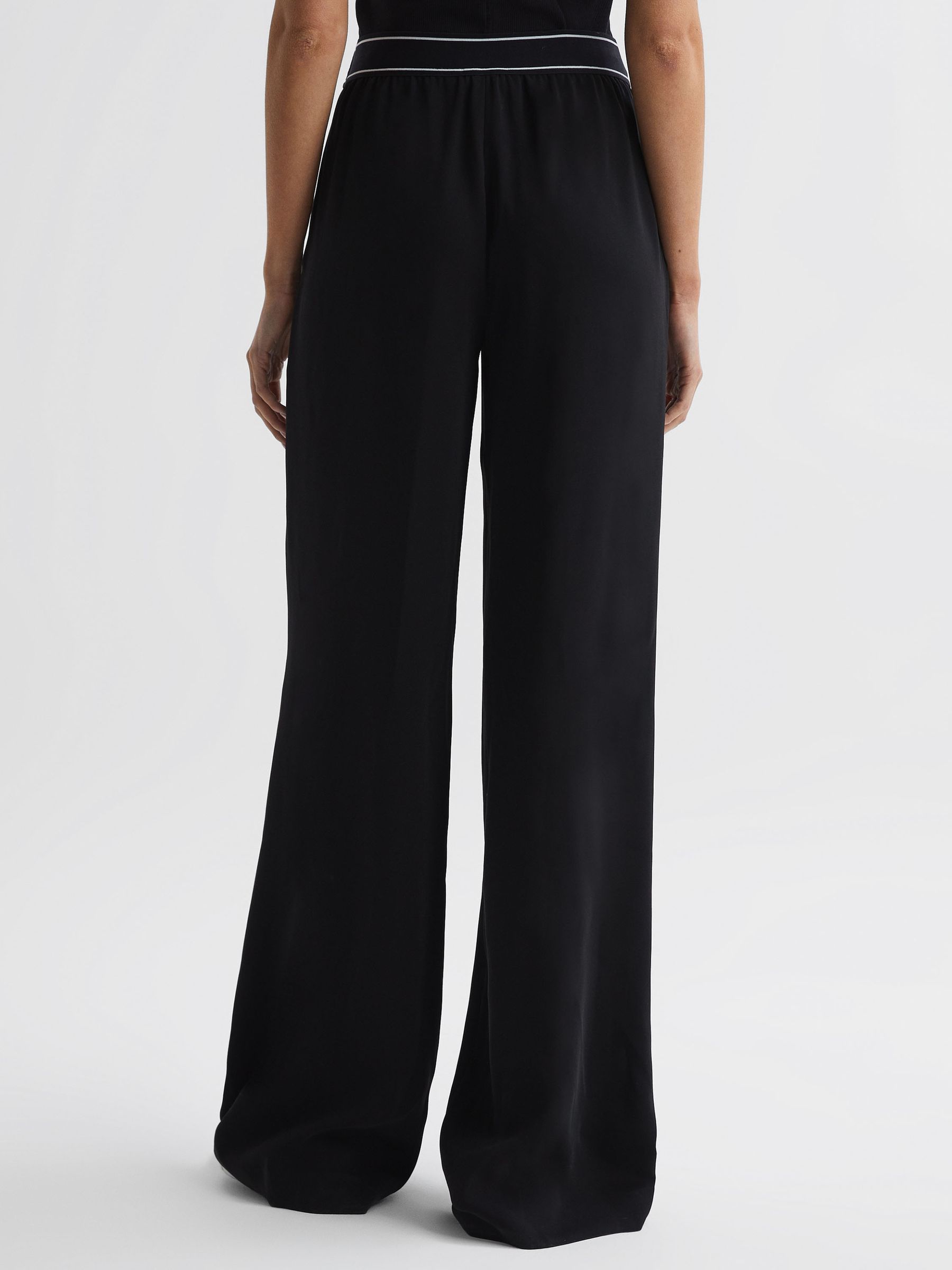Wide Leg Elasticated Trousers in Black